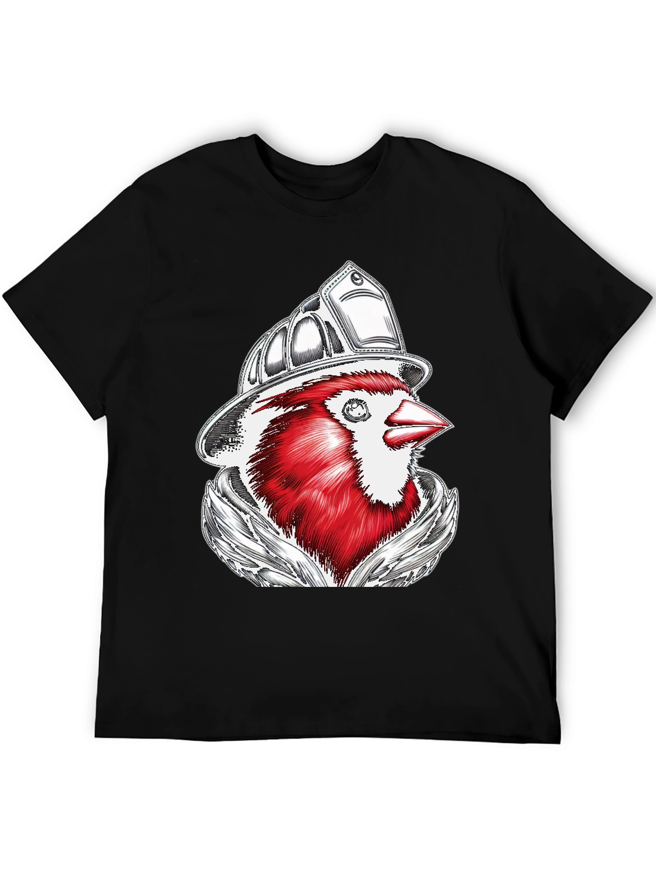 Black Cardinal Firefighter Graphic T-Shirt view 5