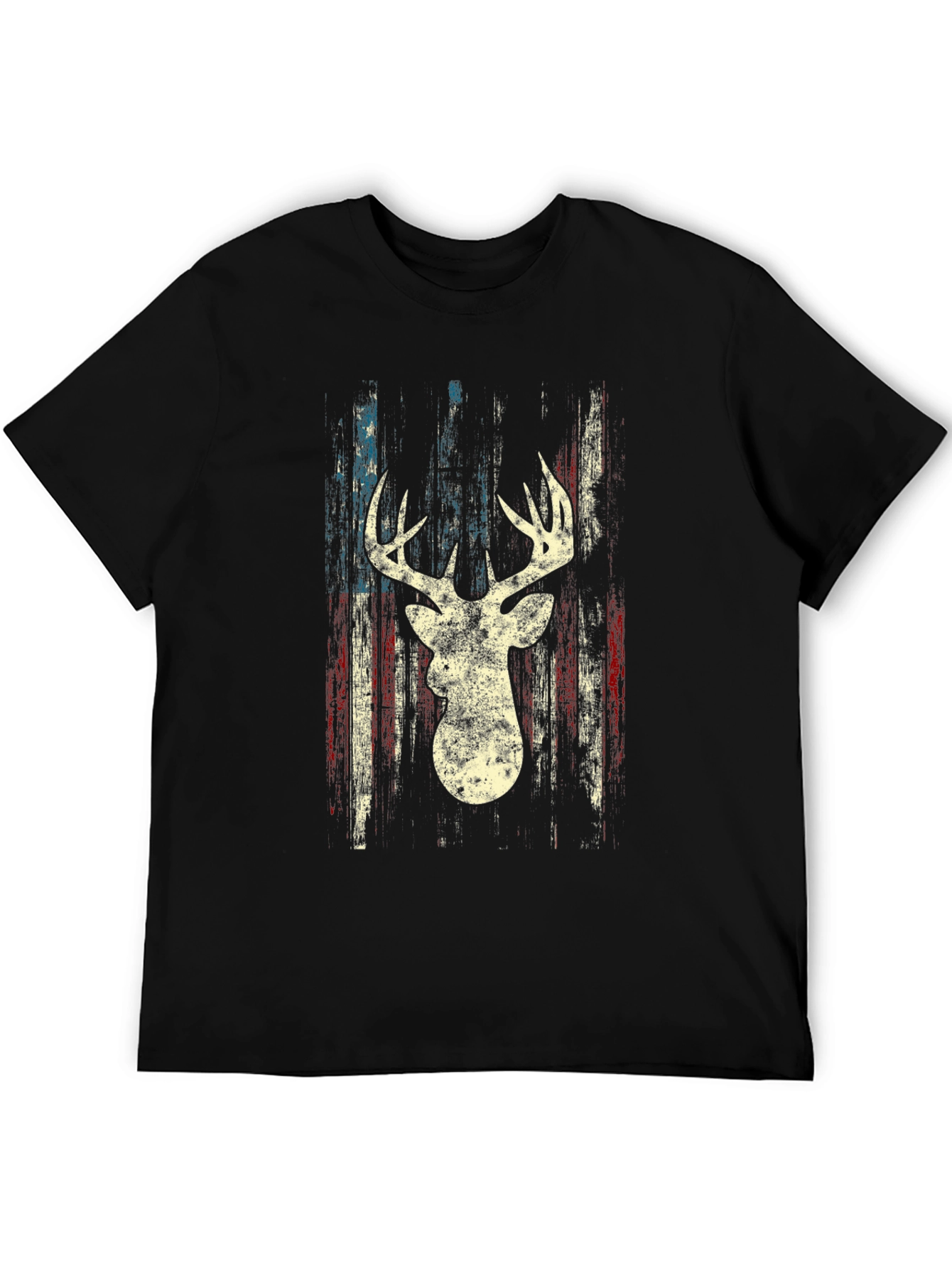 Black Deer Silhouette American Flag Graphic Tee view 5