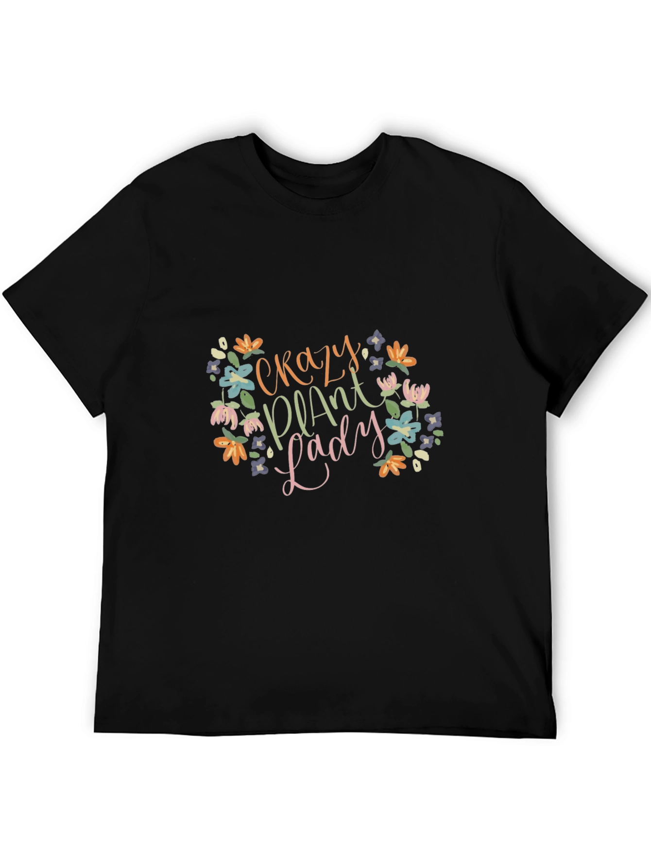 Black Crazy Plant Lady Graphic Tee - Black view 5