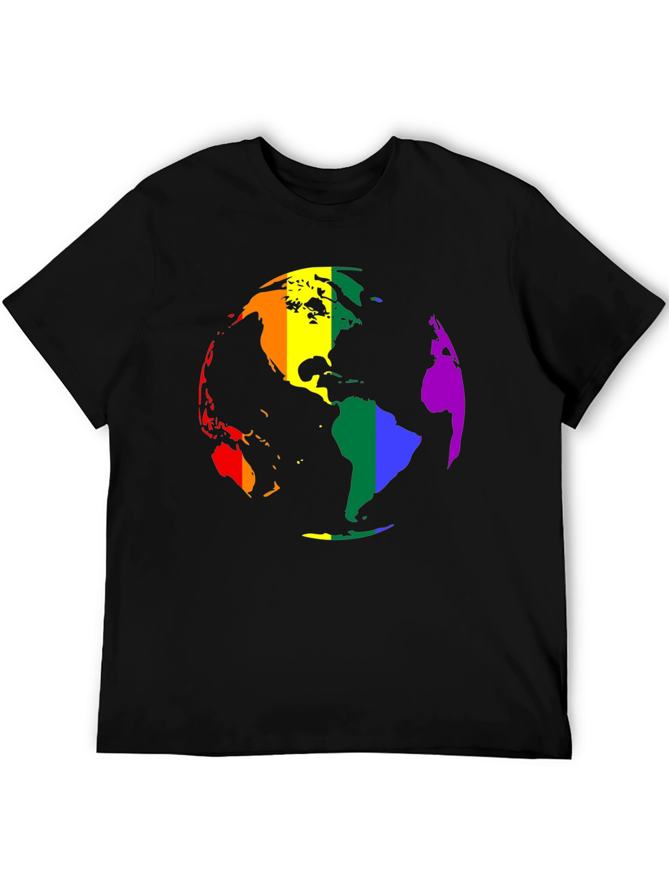 Black LGBTQ+ Pride Earth Graphic T-Shirt view 5