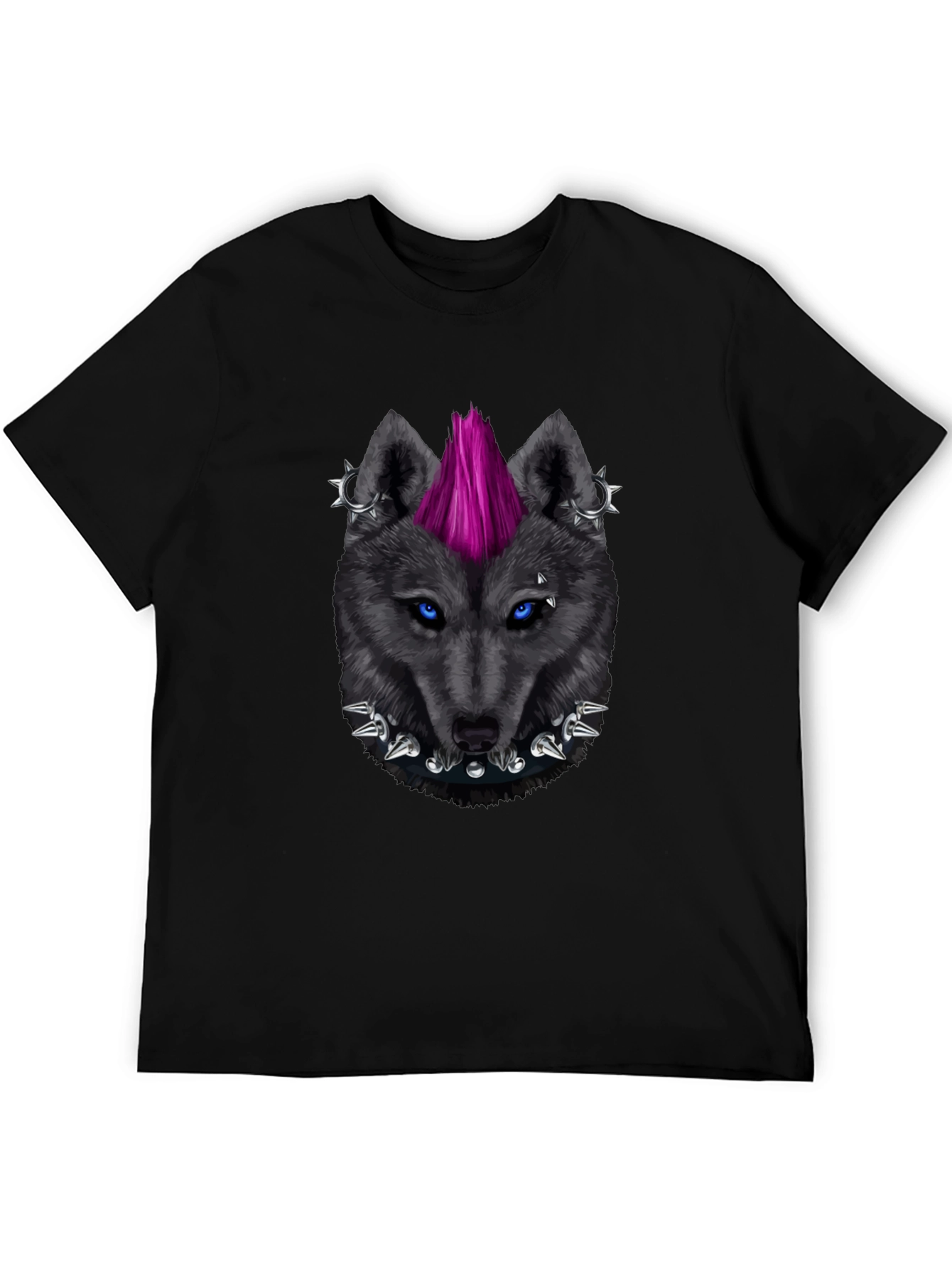Black Punk Wolf Graphic Tee - Edgy Style view 5