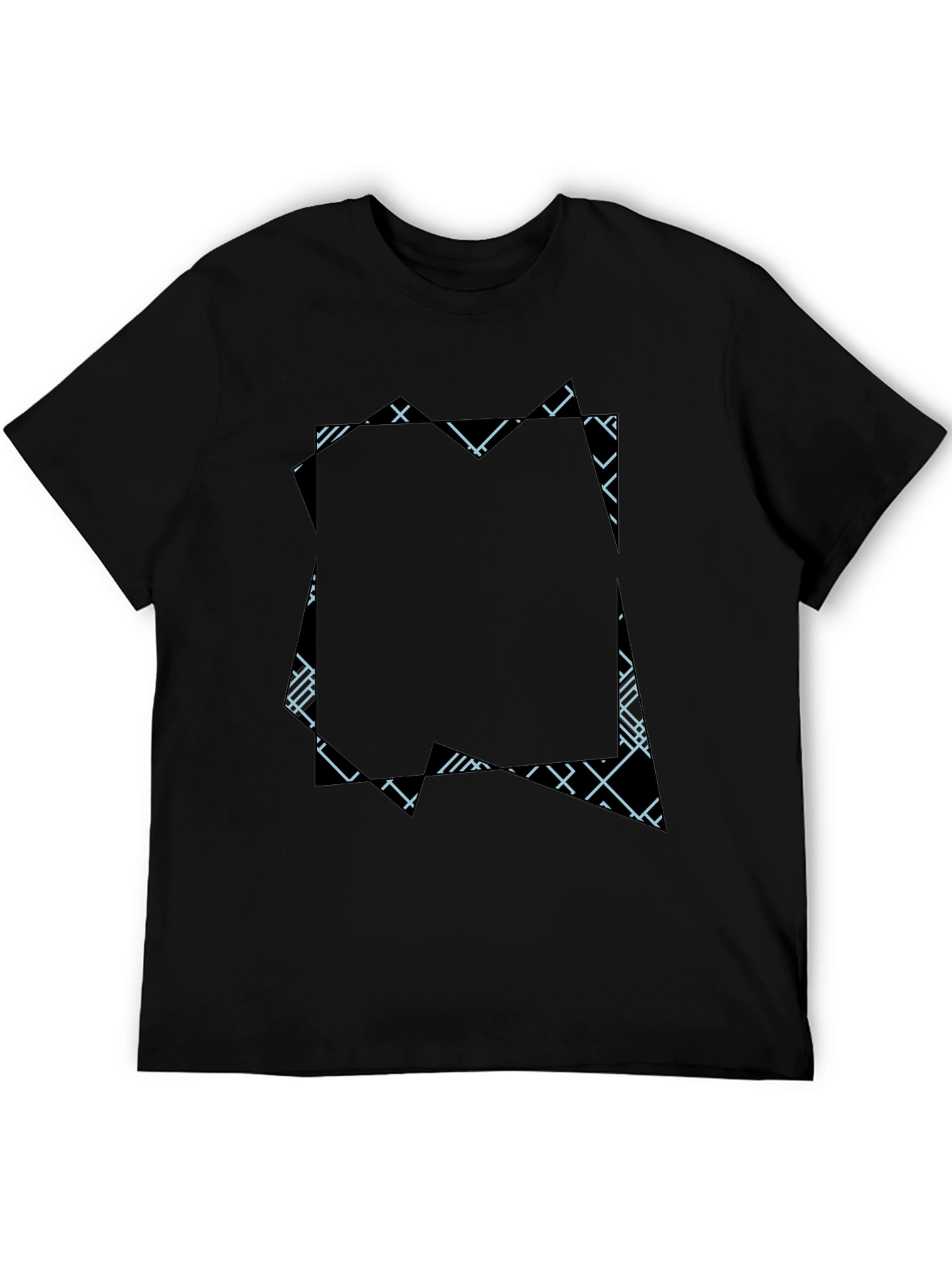 Black Modern Geometric Print Black T-Shirt view 5