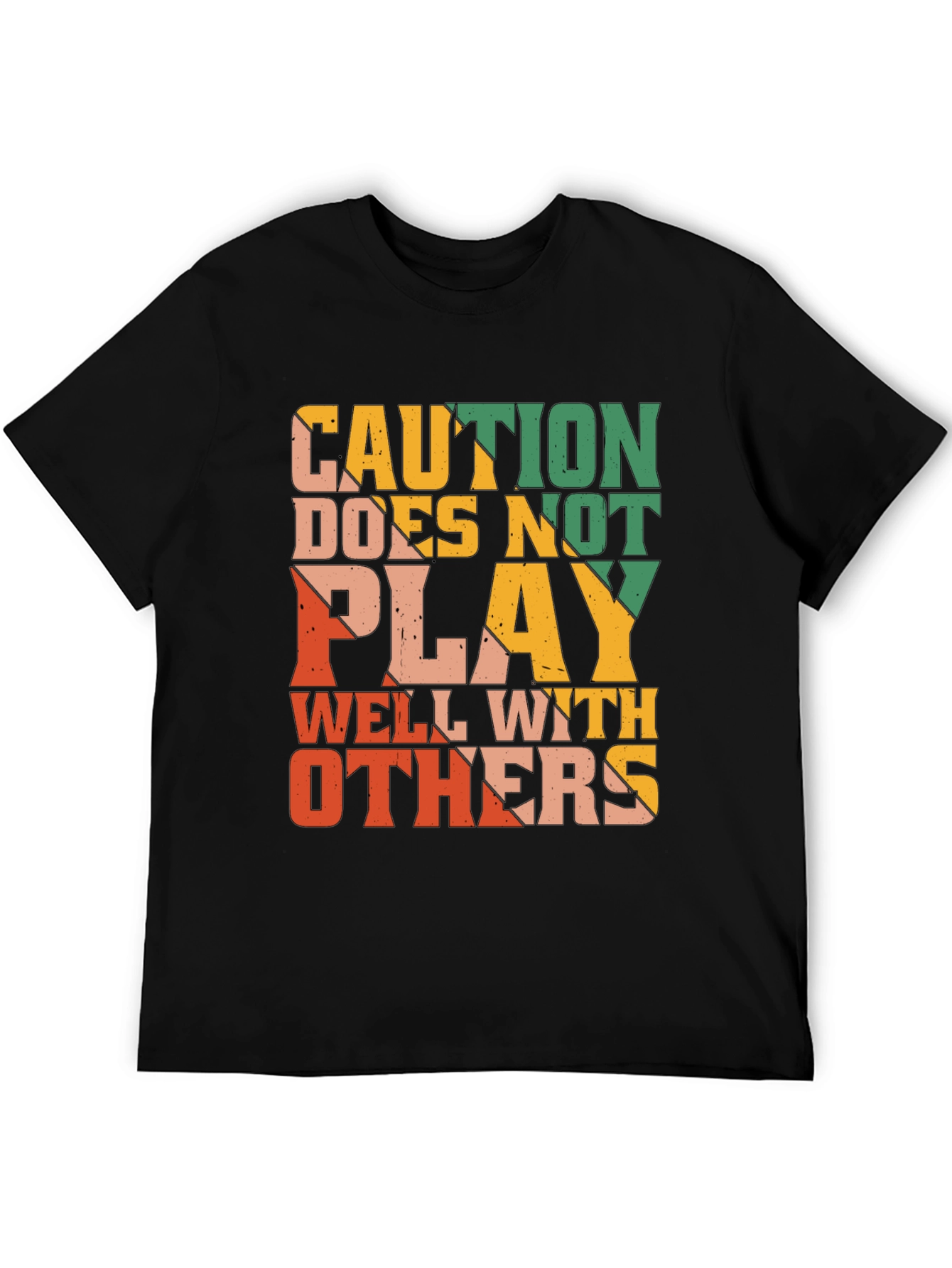 Black Caution Doesn't Play Well With Others Graphic Tee view 5