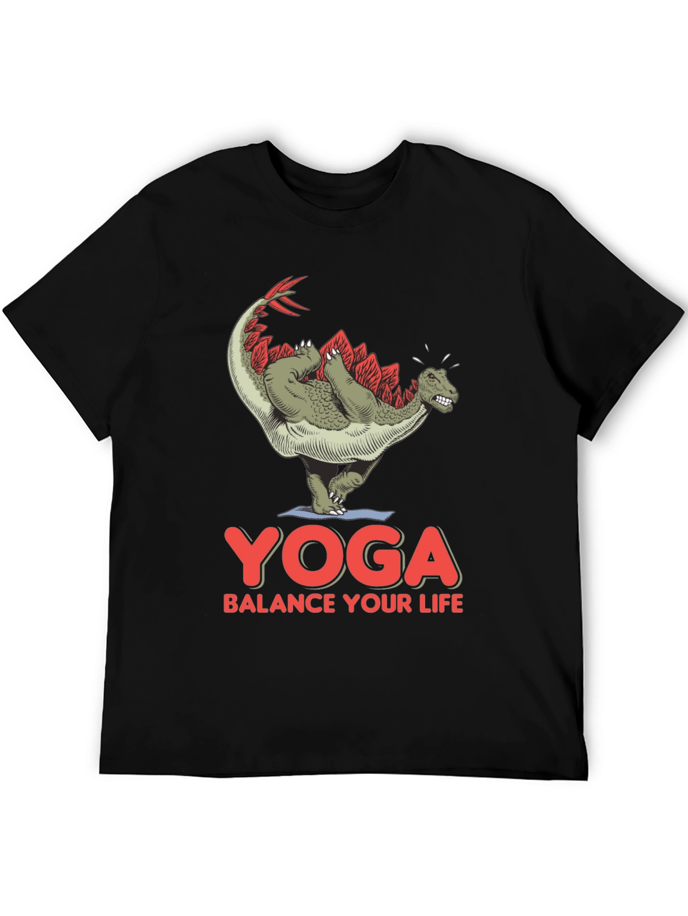 Black Yoga Dinosaur T-Shirt: Balance Your Life Tee view 5
