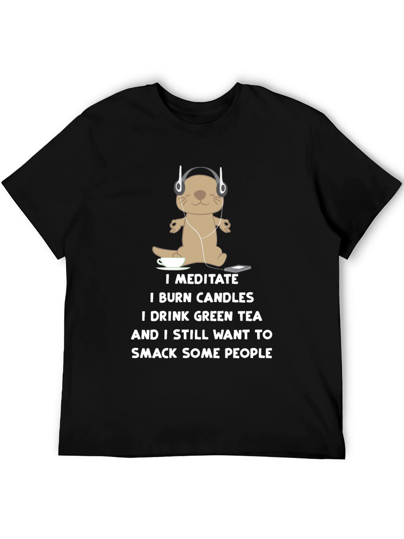 Black Meditate Otter T-Shirt: Funny Yoga Tee view 5