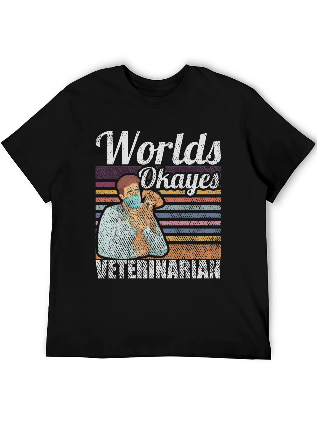 Black Worlds Okayest Veterinarian Tee - Funny Vet Gift view 5