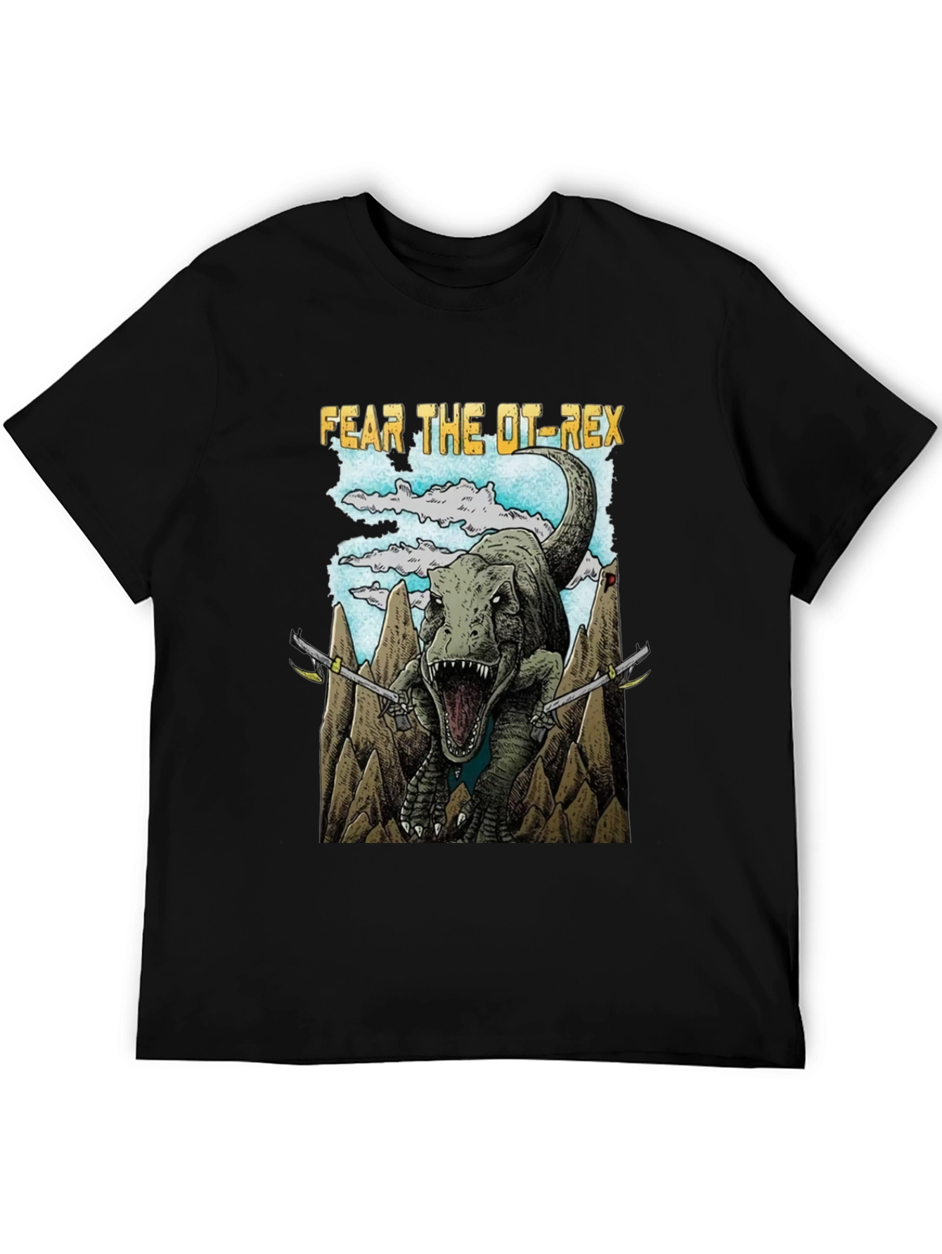 Black Fear The OT-Rex Dinosaur Graphic T-Shirt view 5