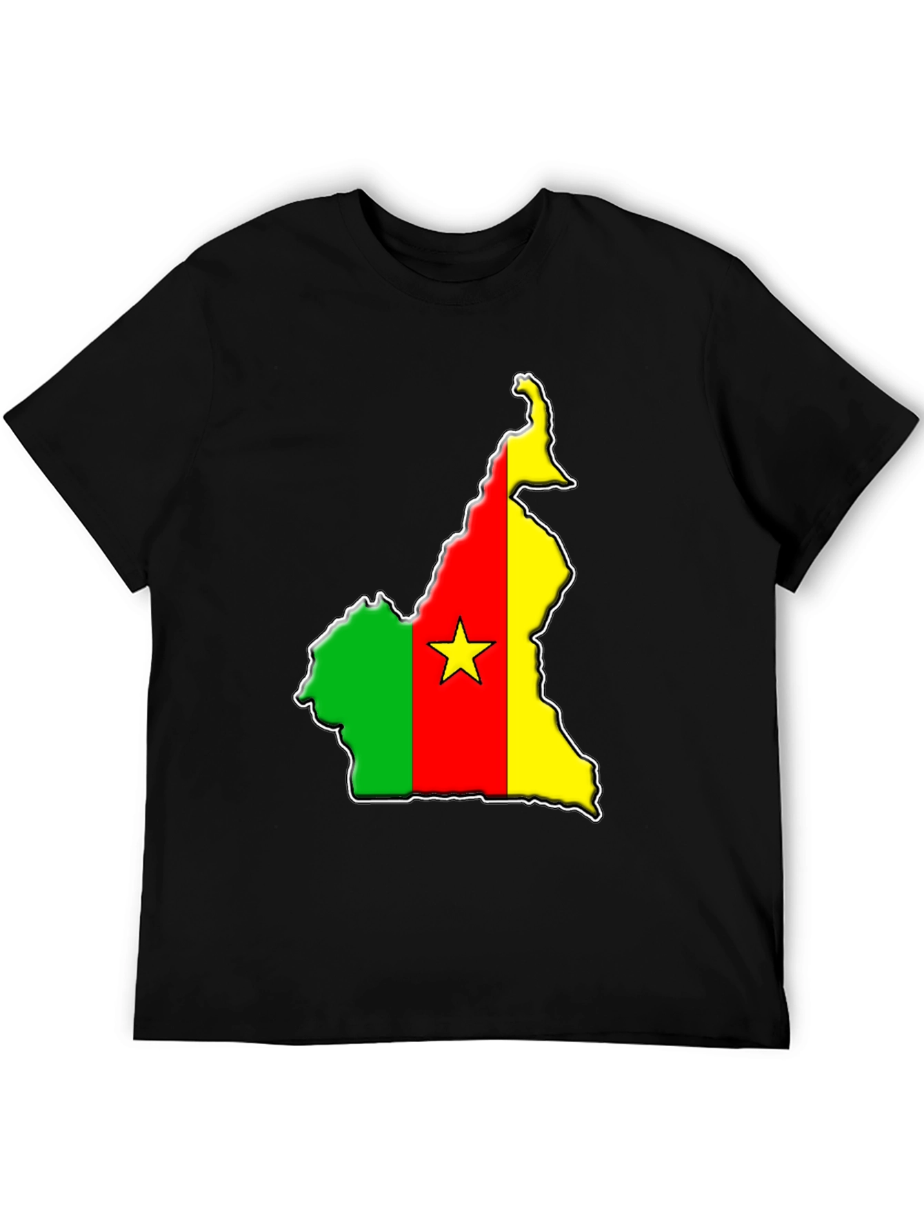 Black Cameroon Flag Map T-Shirt view 5