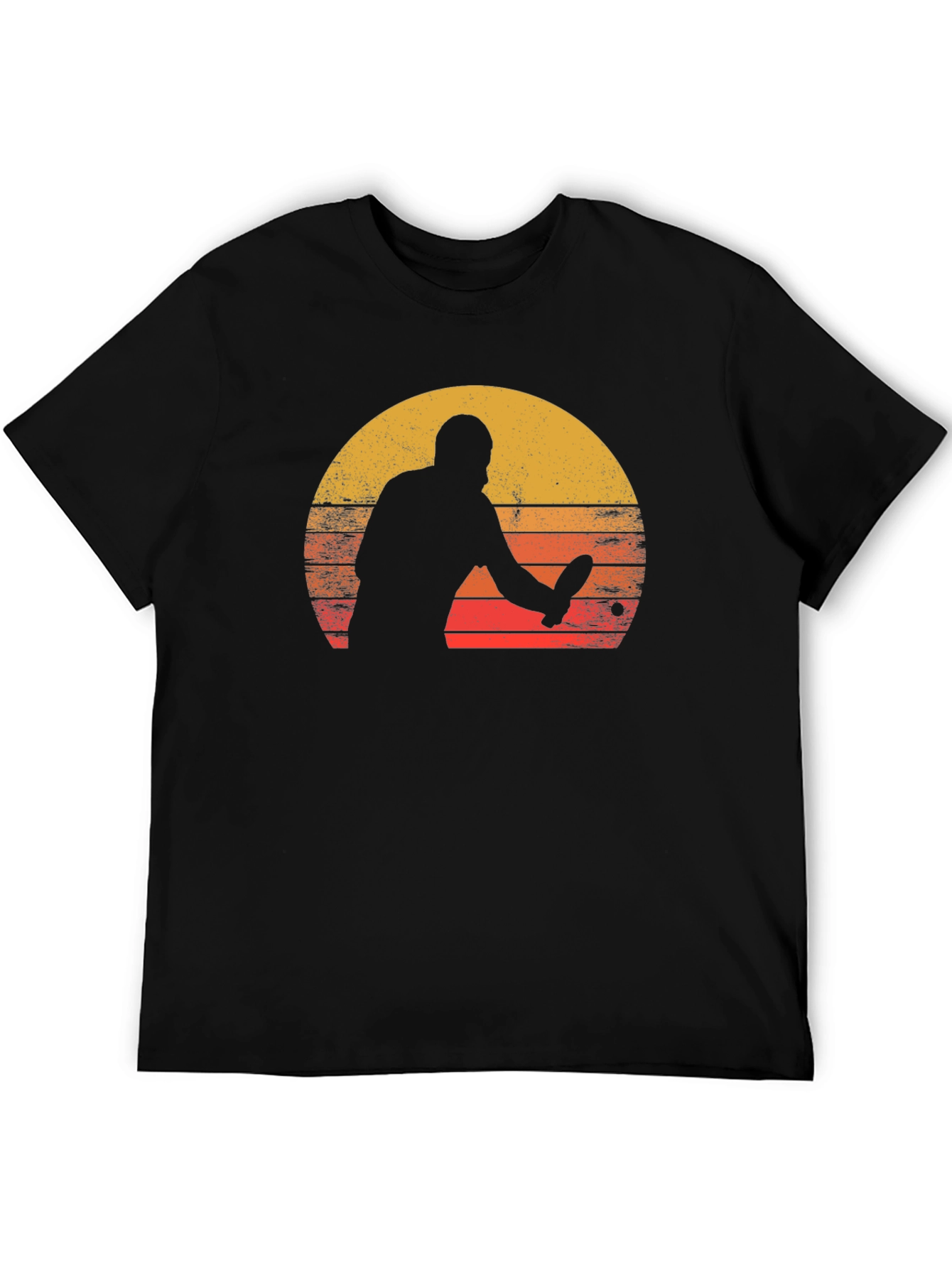 Black Retro Table Tennis Sunset Graphic Tee view 5