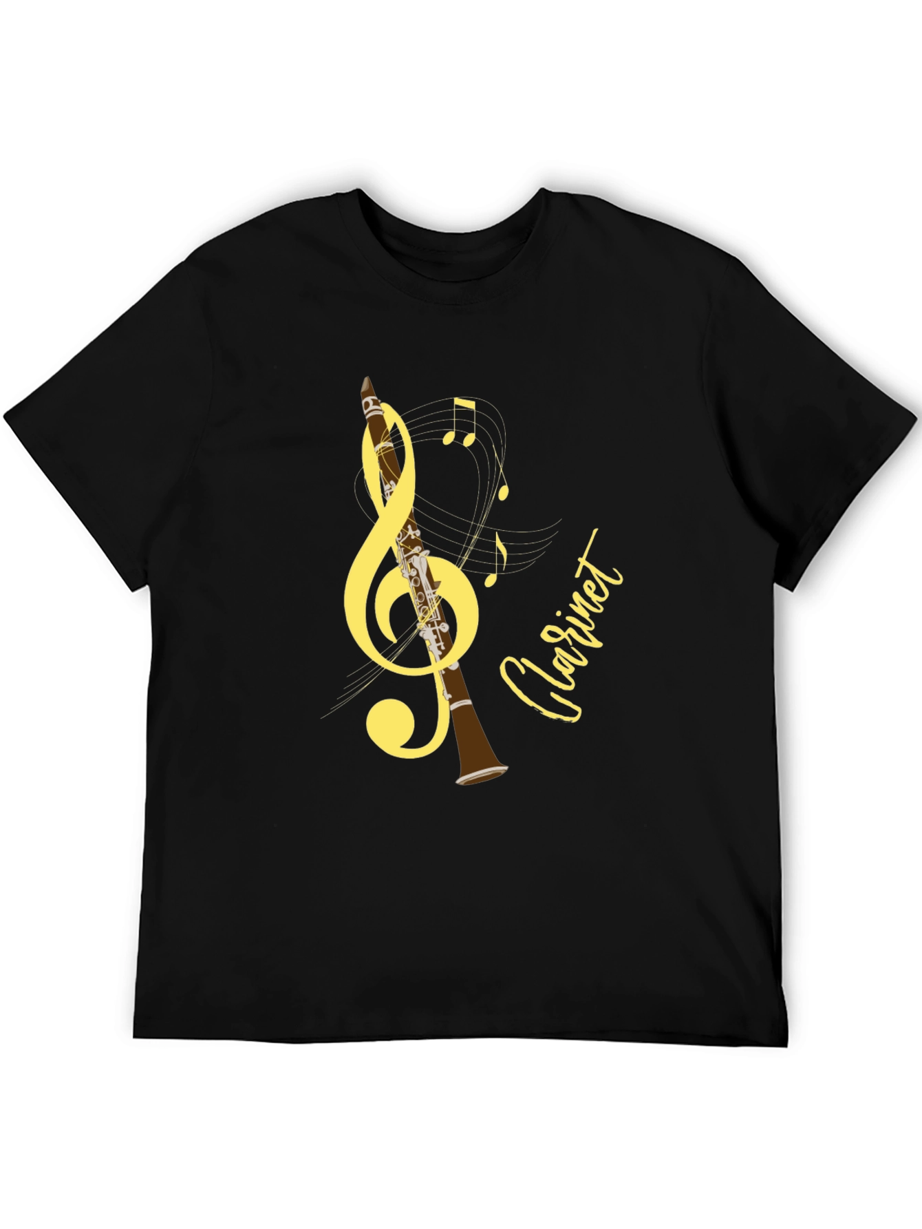 Black Musical Clarinet T-Shirt - Black view 5