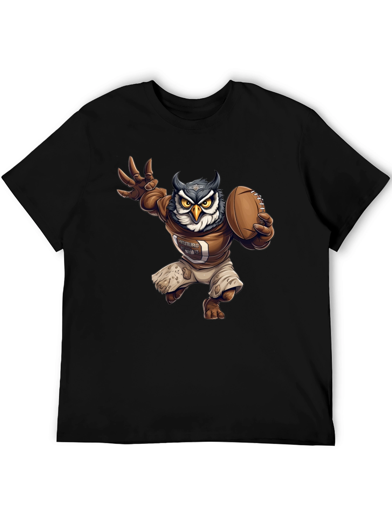 Black Football Owl Graphic T-Shirt view 5