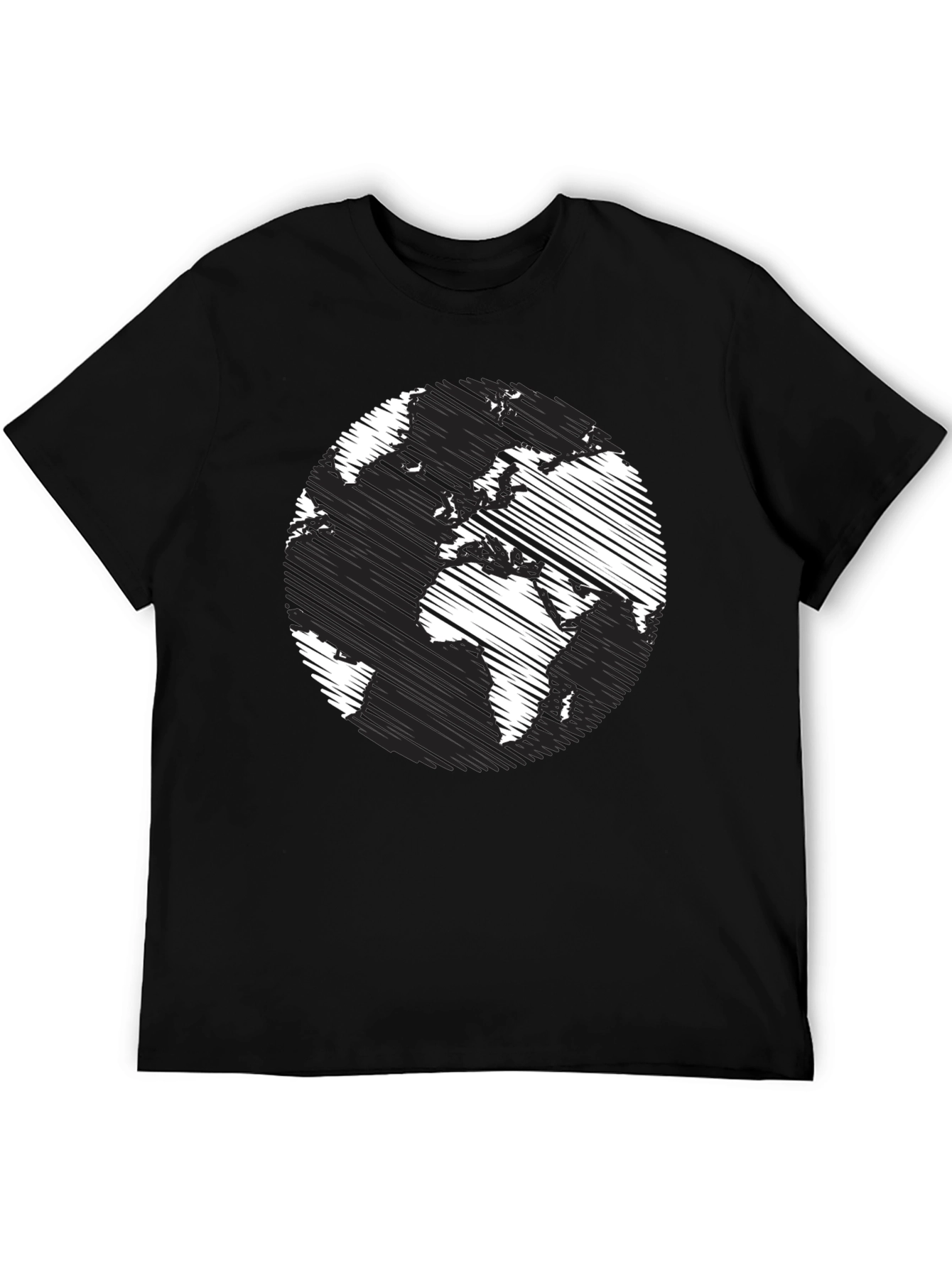 Black World Map Graphic T-Shirt - Black Crew Neck Tee view 5