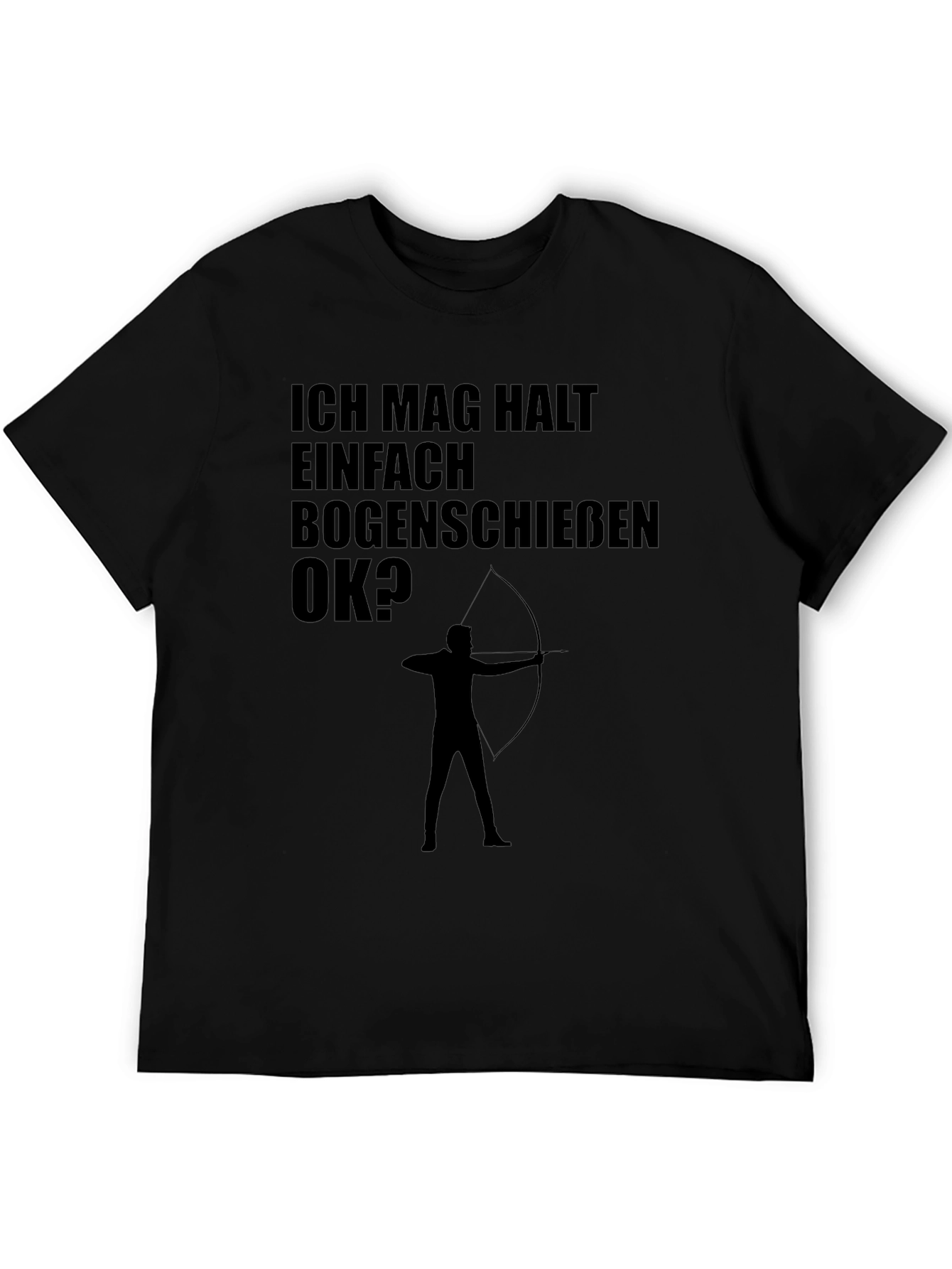 Black Archery T-Shirt: Ich Mag Bogenschiessen OK? - Black Tee view 5