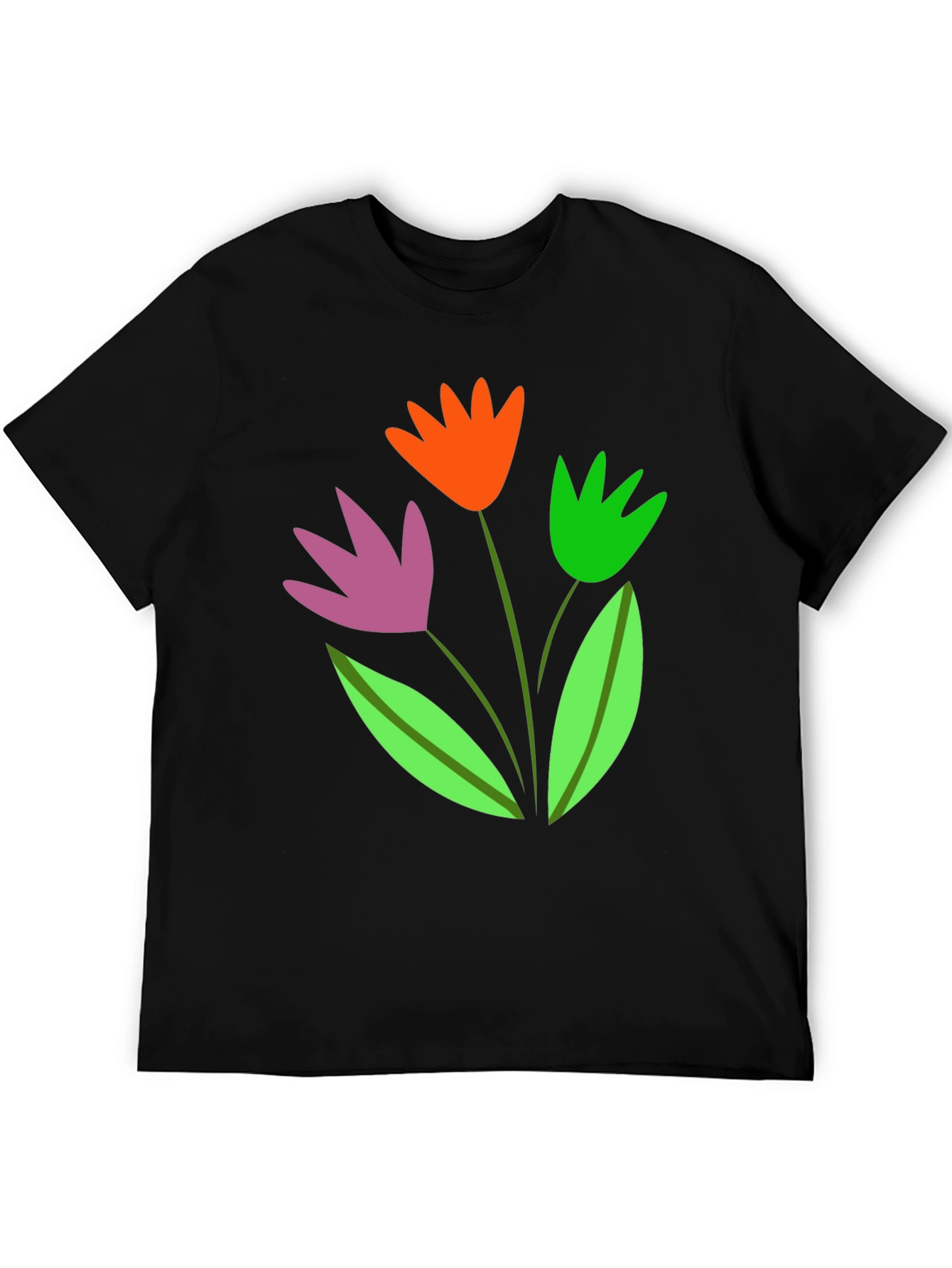 Black Floral Graphic Tee - Trendy Cotton Blend Shirt view 5