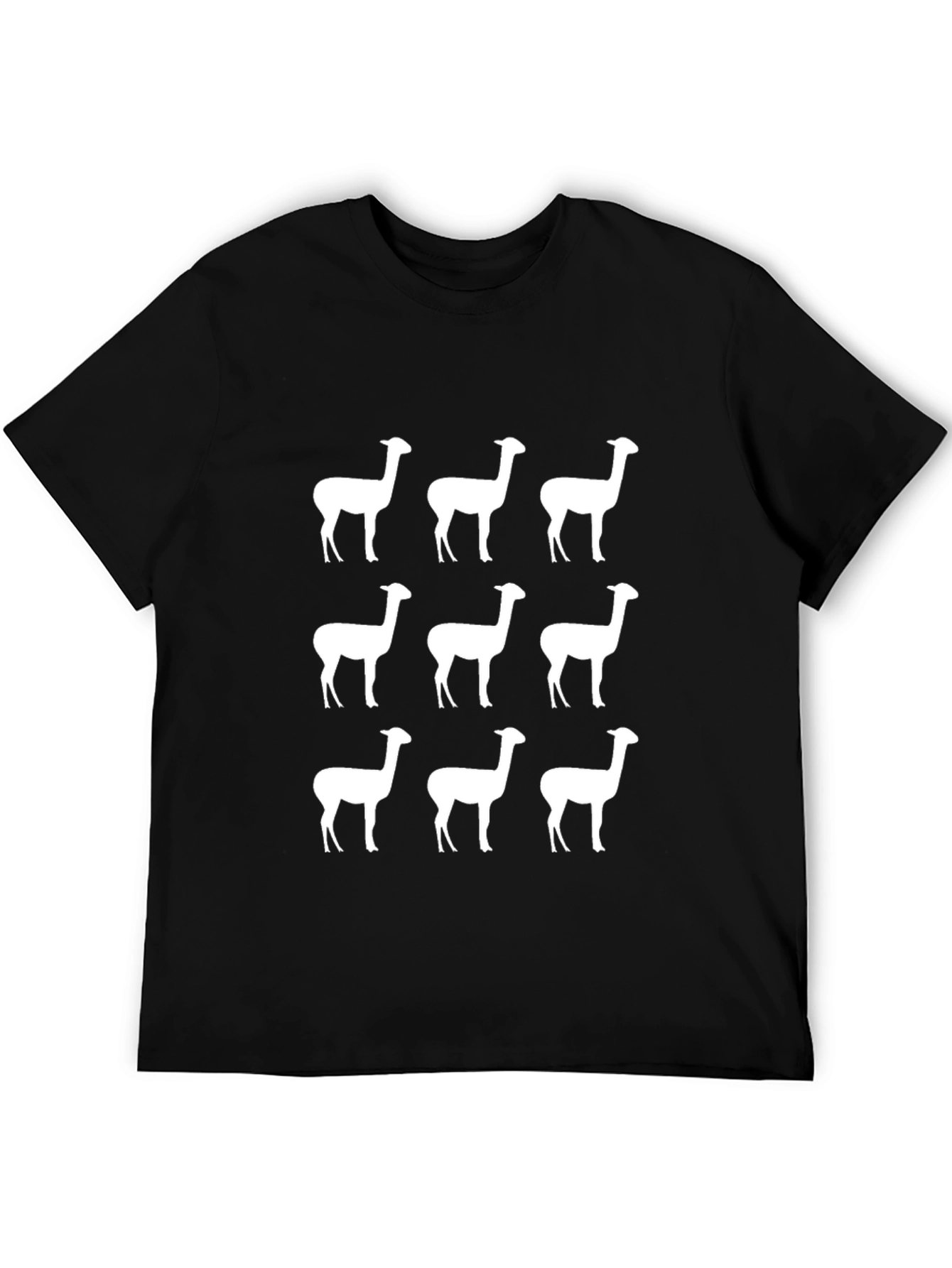 Black Alpaca Pattern Black T-Shirt - Men's Graphic Tee view 5