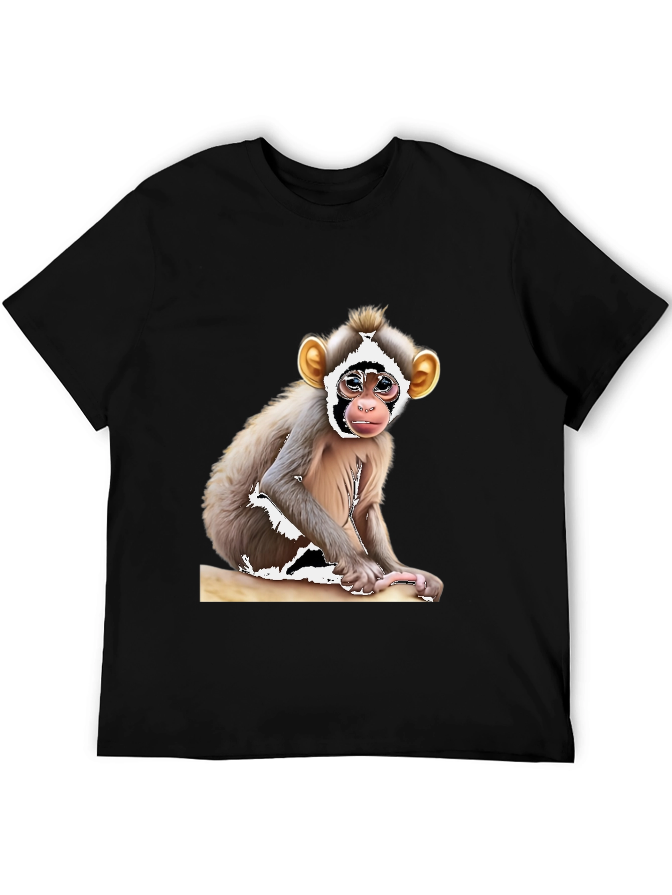 Black Monkey Graphic T-Shirt - Black Cotton Tee view 5