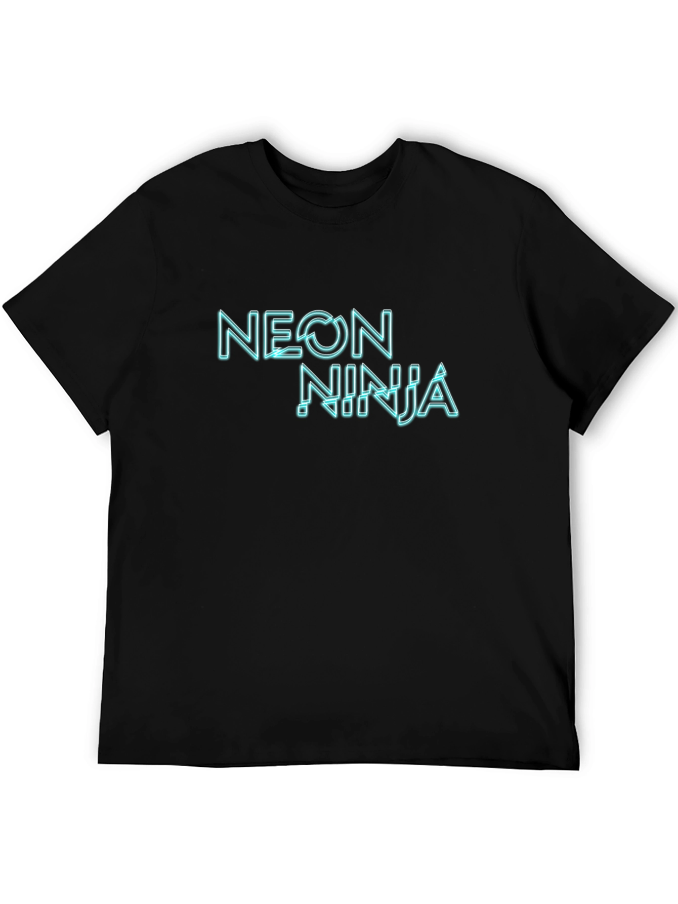 Black Neon Ninja Graphic Black T-Shirt view 5
