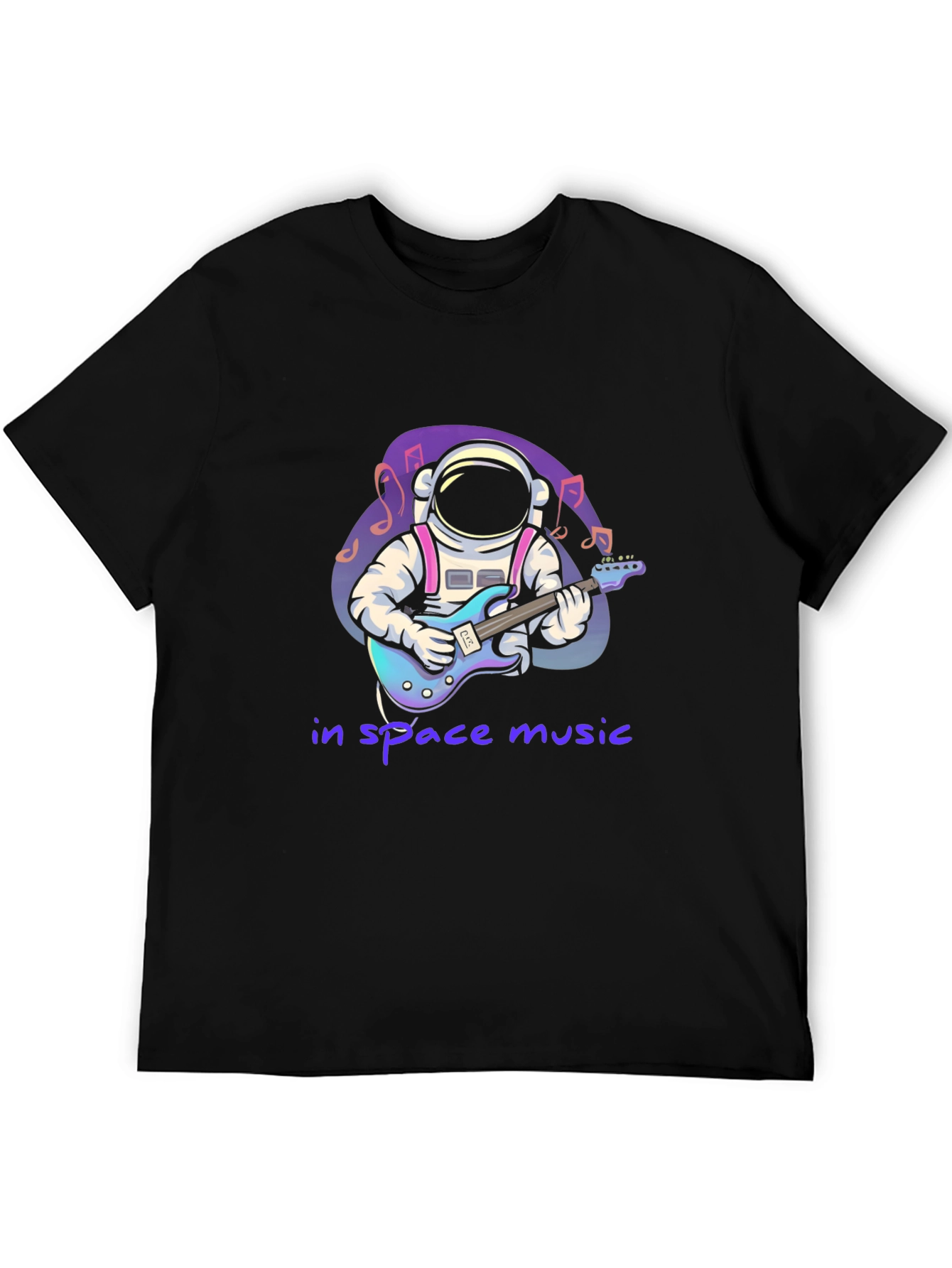 Black Astronaut Guitarist T-Shirt - Space Music Tee view 5