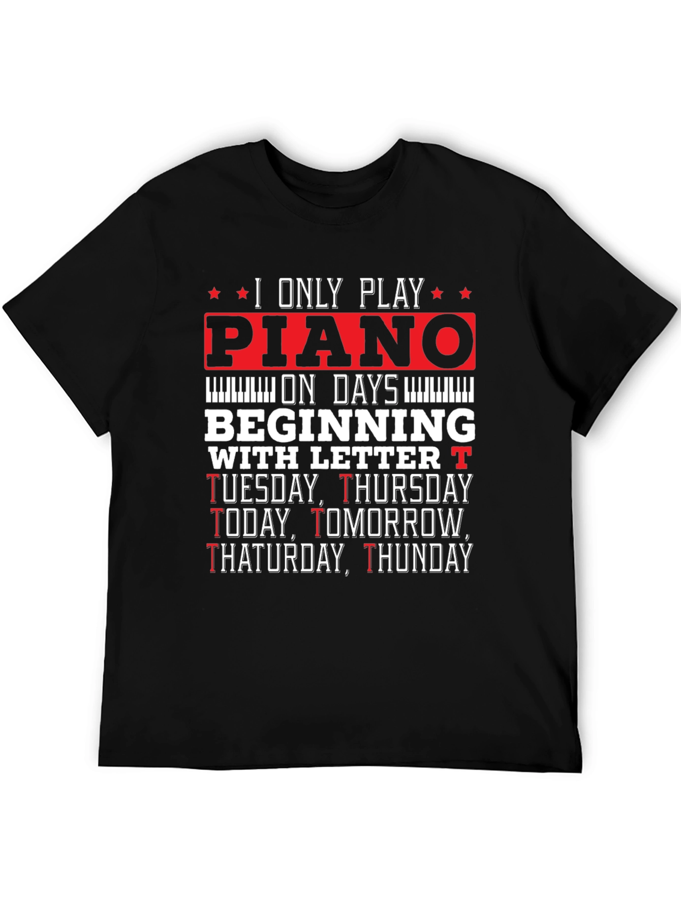 Black Piano Player T-Shirt - Funny Music Lover Tee view 5