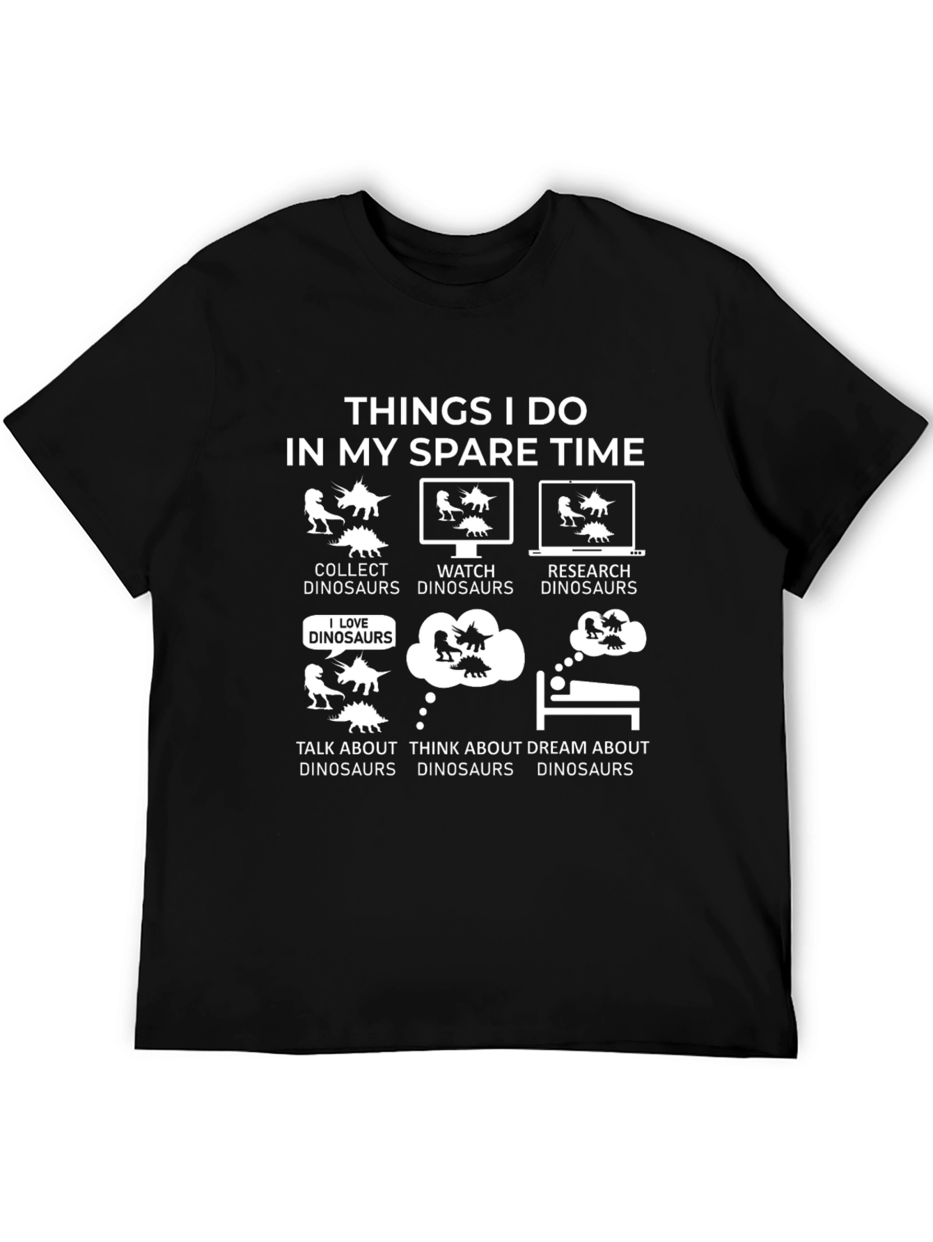 Black Dinosaur Lover's T-Shirt: Spare Time Activities view 5