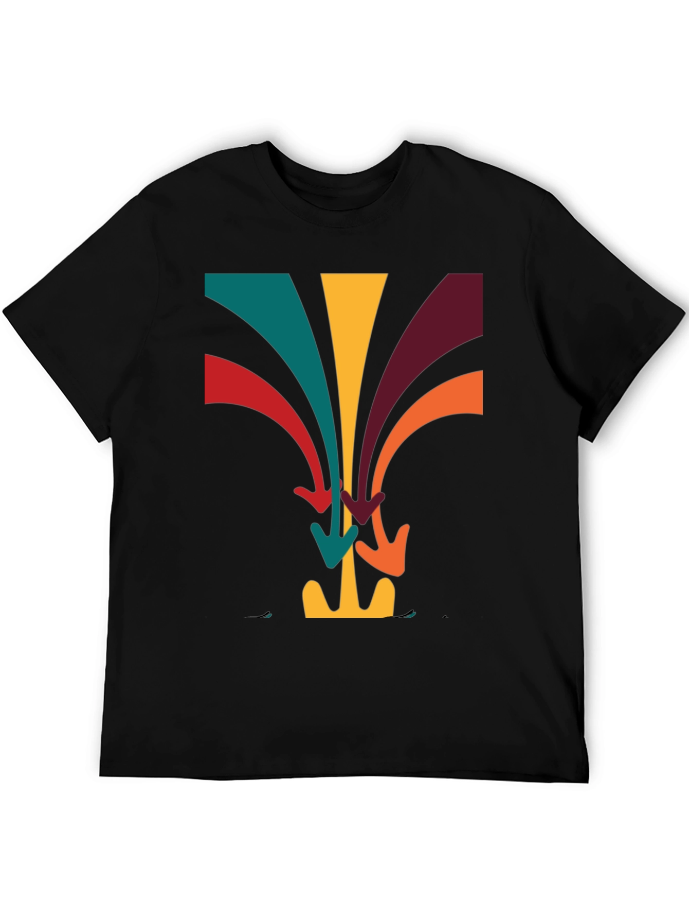 Black Retro Arrow Stream T-Shirt - Vintage Design Tee view 5