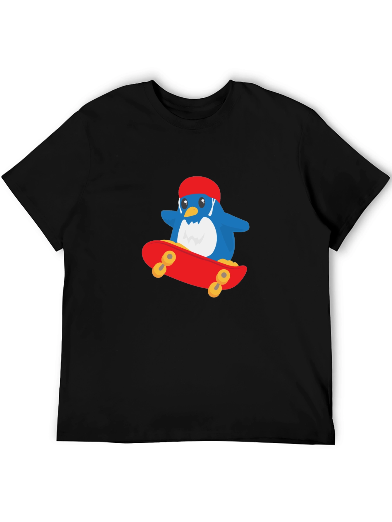 Black Cool Penguin Skateboard T-Shirt - Black view 5