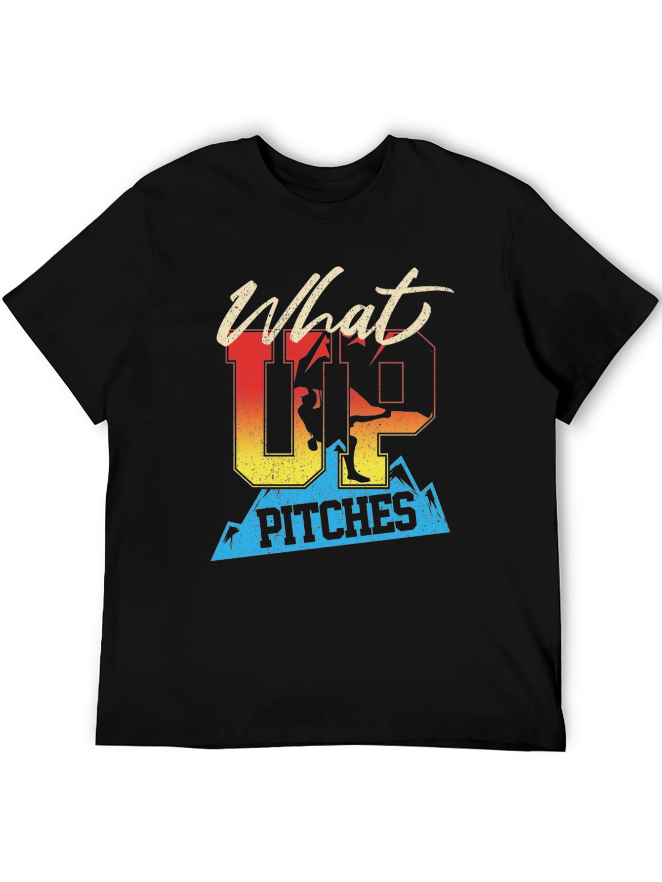 Black What Up Pitches T-Shirt | Skiing Graphic Tee view 5