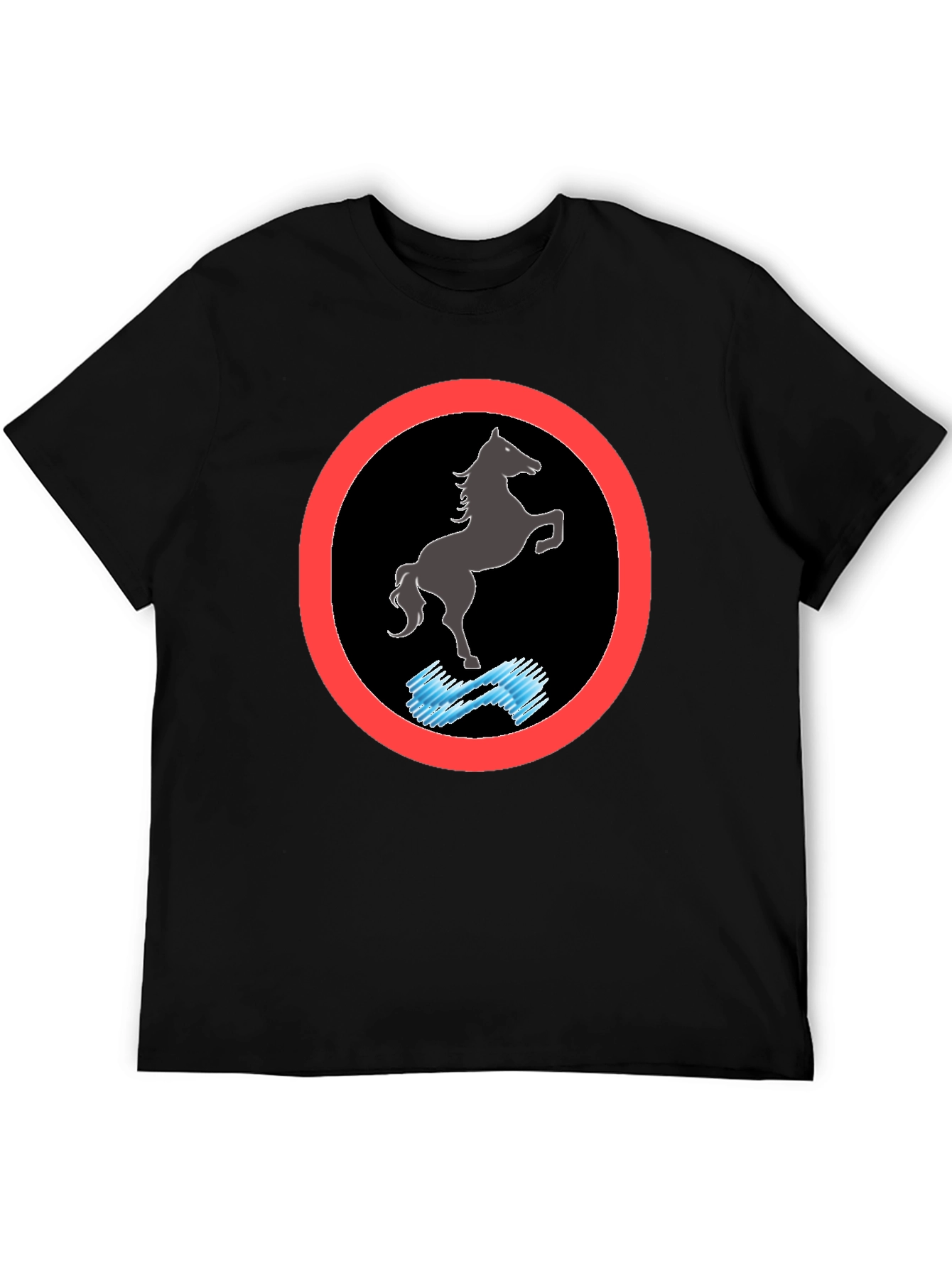 Black Horse Graphic Tee - Black Cotton Comfort view 5