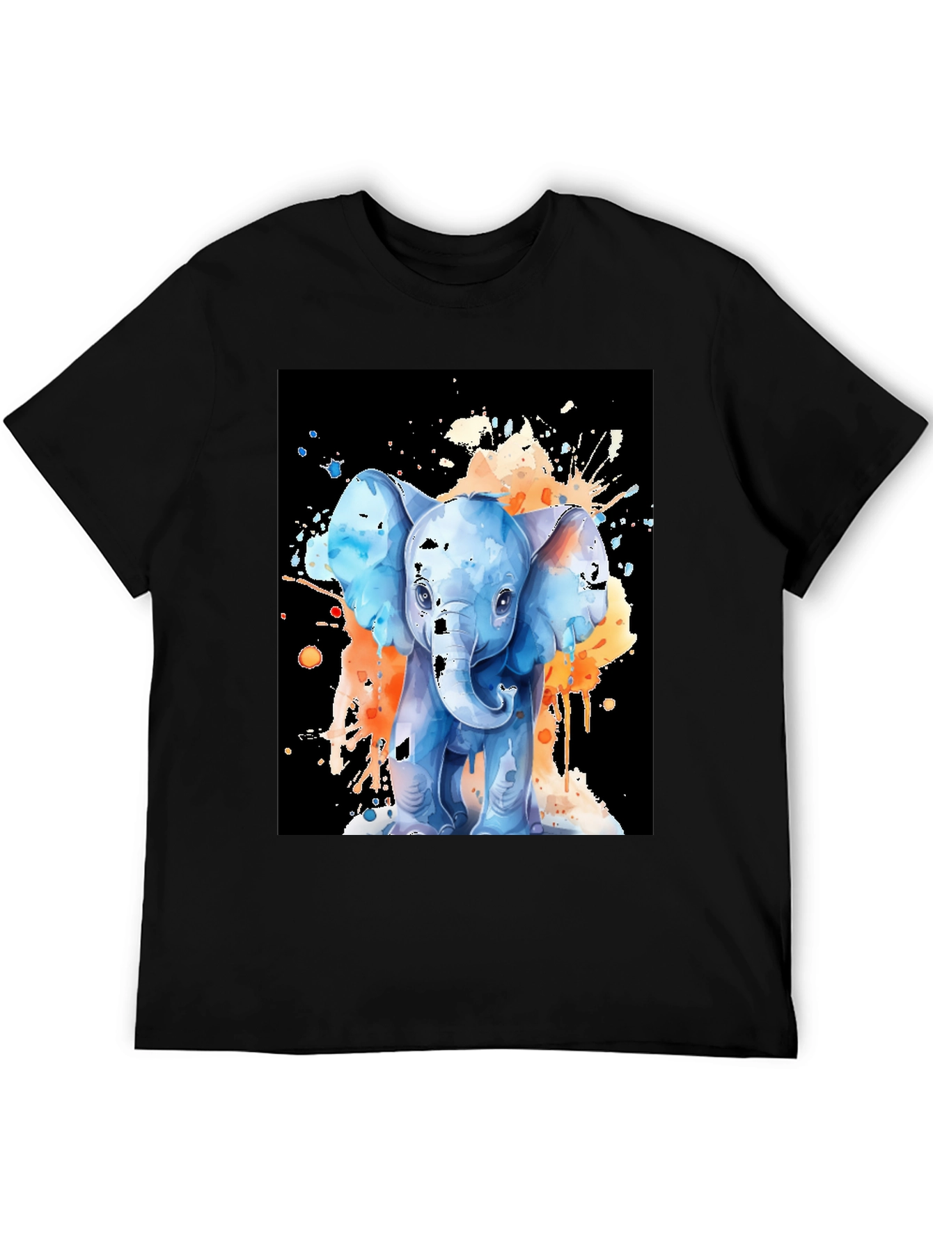 Black Watercolor Elephant Graphic Tee - Black view 5