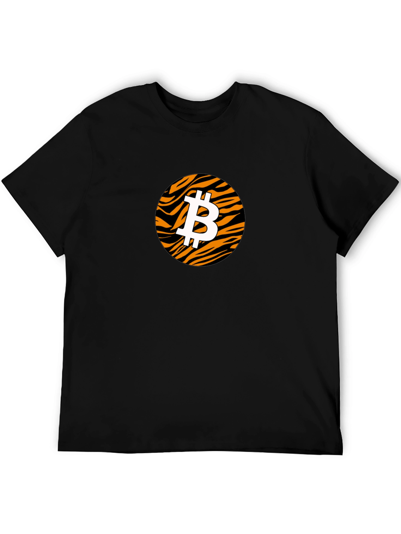 Black Bitcoin Tiger Print Black T-Shirt view 5