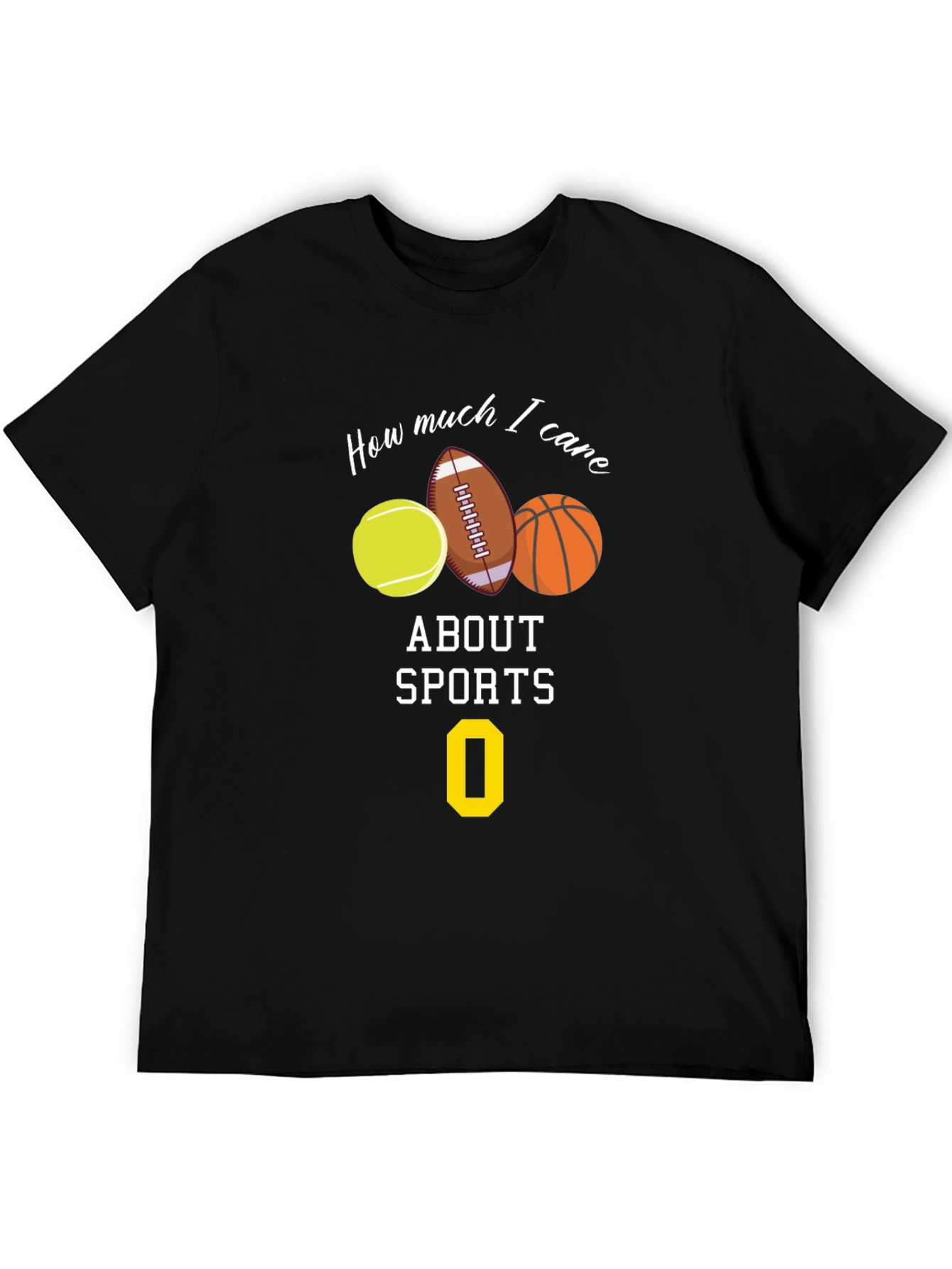 Black Humorous 'How Much I Care About Sports' Graphic Tee view 5