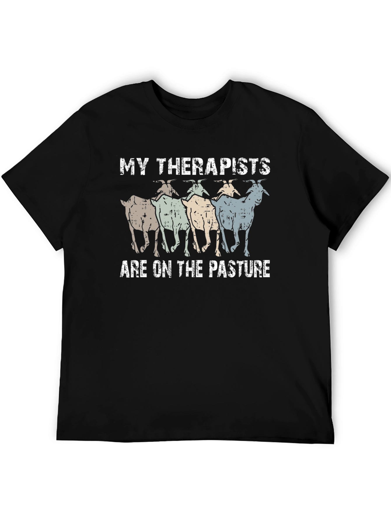 Black My Therapists Are On The Pasture T-Shirt view 5