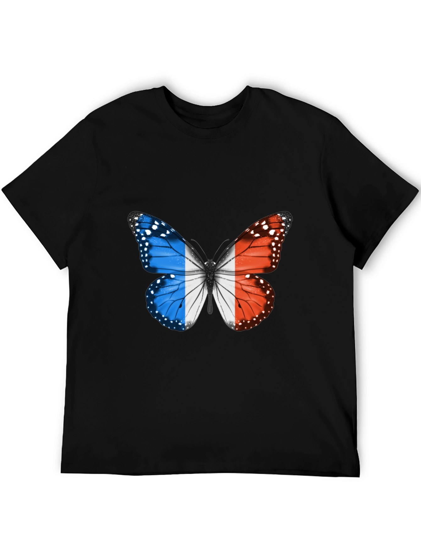 Black French Flag Butterfly Graphic Tee view 5