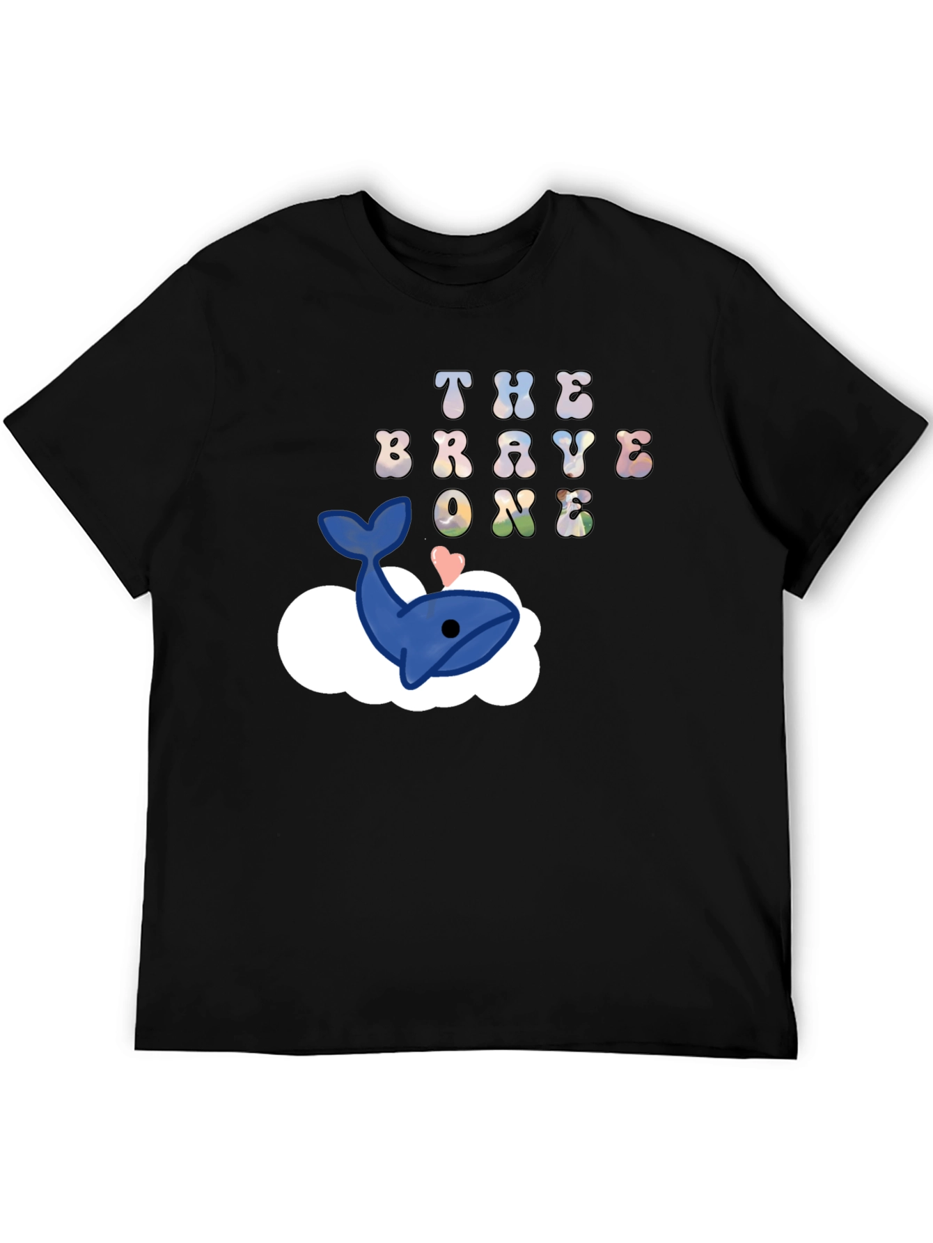 Black The Brave One Whale Cloud T-Shirt view 5