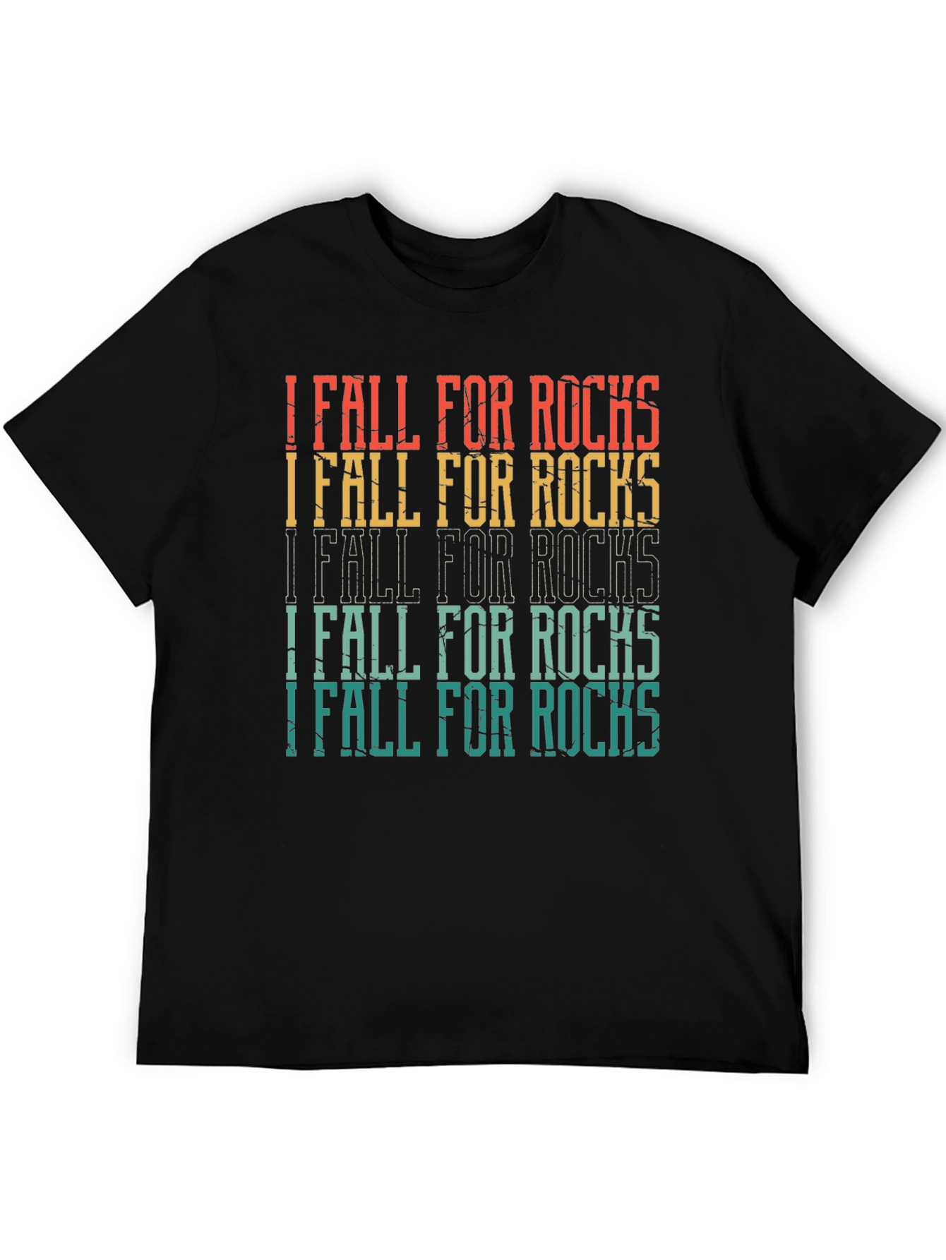 Black I Fall For Rocks Retro Style Graphic Tee view 5