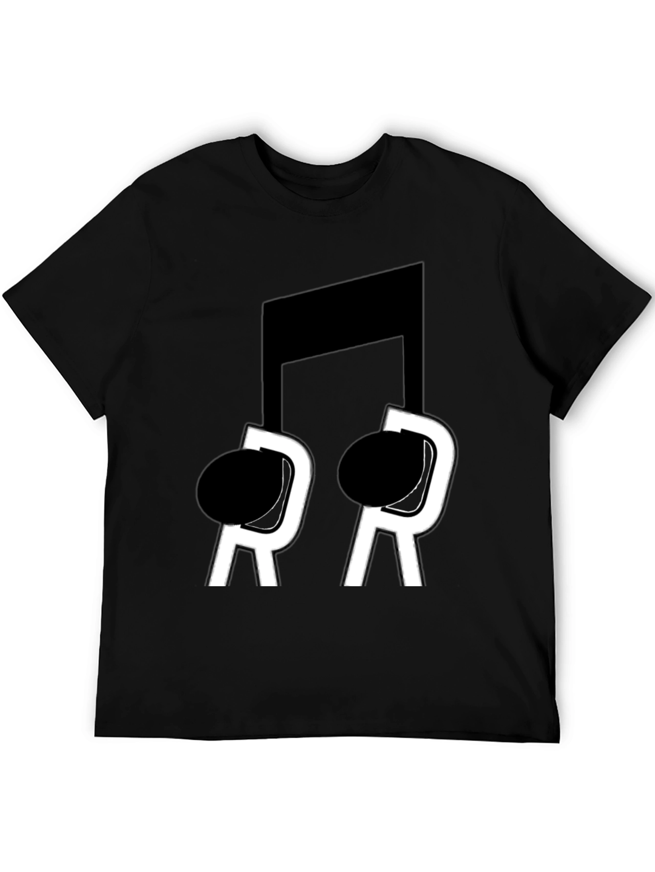 Black Musical Note T-Shirt - Black Cotton Blend view 5
