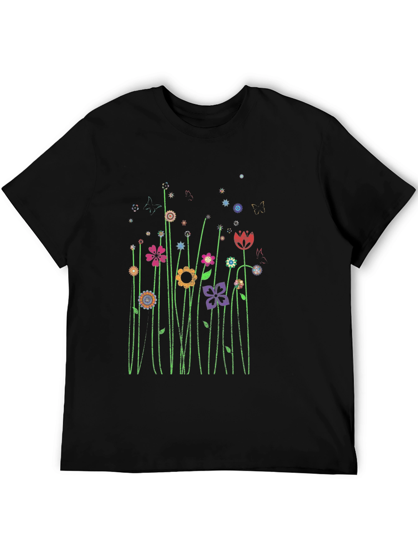 Black Floral Graphic Black T-Shirt view 5