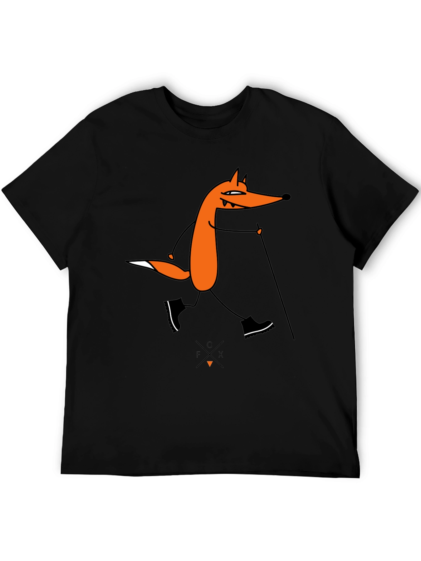 Black Fox Hiking Graphic Tee - Black Cotton T-Shirt view 5