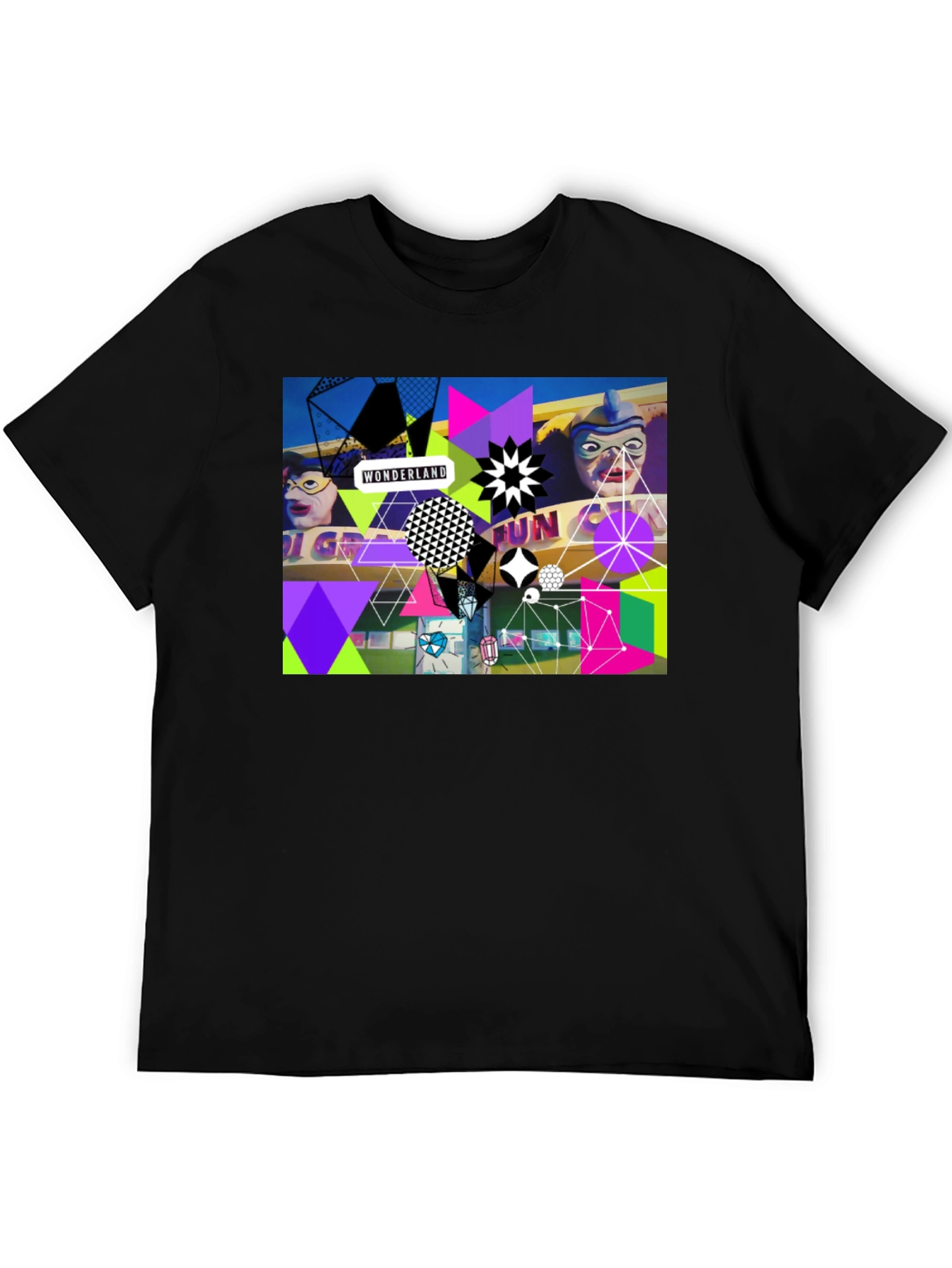 Black Wonderland Fun Graphic Tee - Black Crew Neck view 5