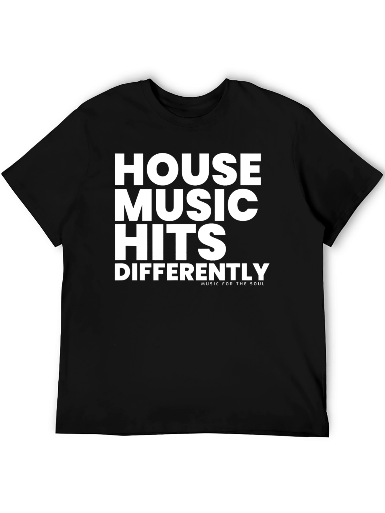 Black House Music Hits Differently Black Graphic Tee view 5