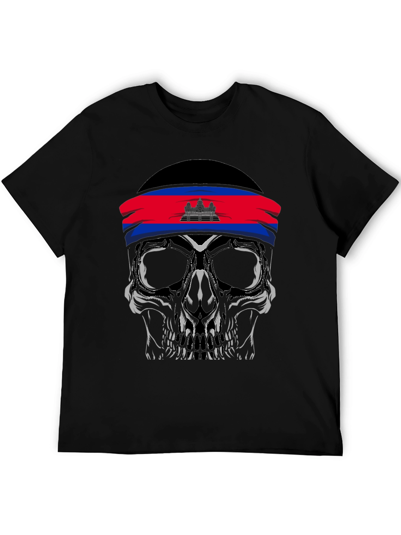 Skull T-Shirt Cambodia Flag Headband - 5