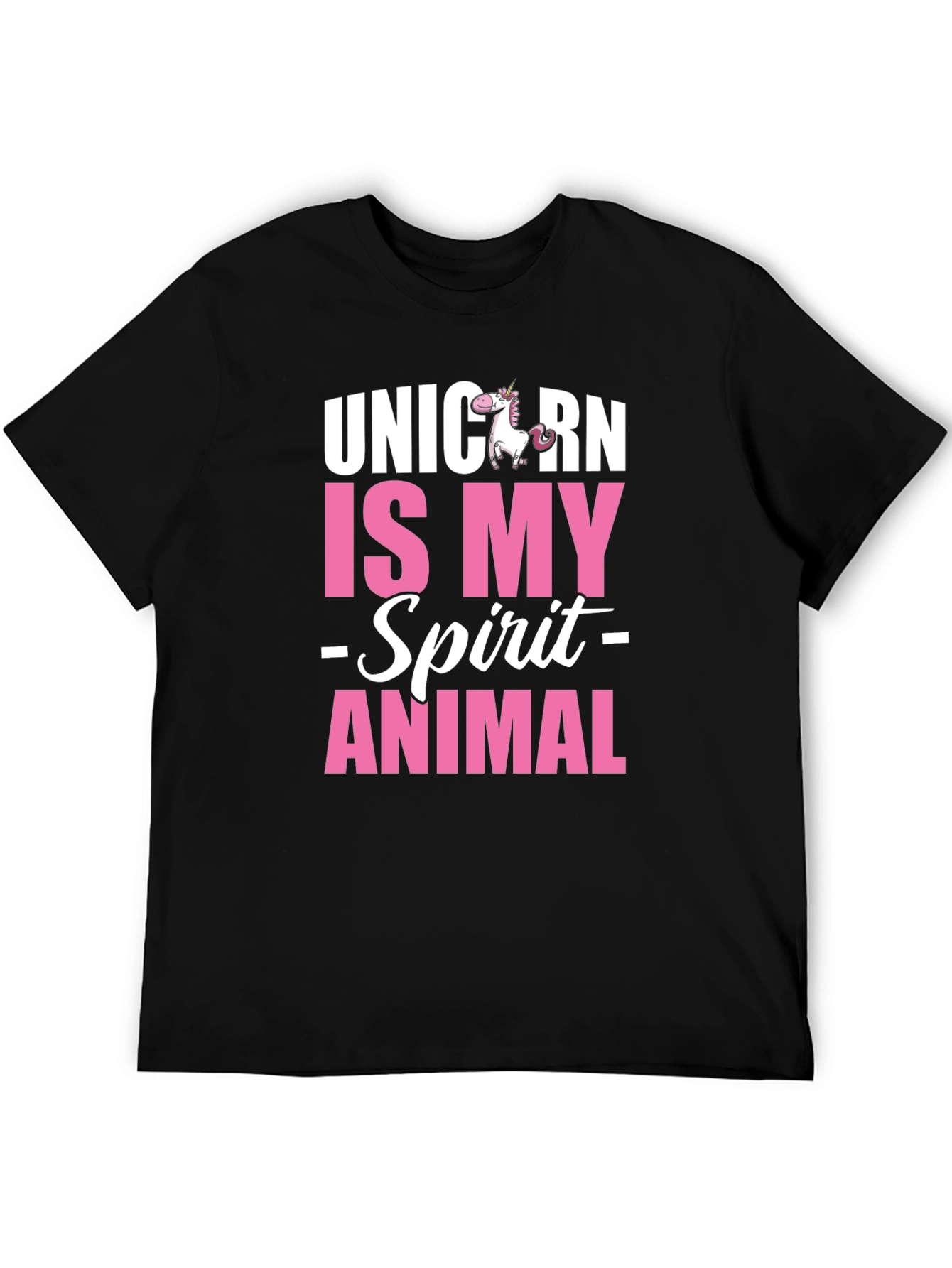 Black Unicorn Spirit Animal Graphic Tee - Black Cotton T-Shirt view 5