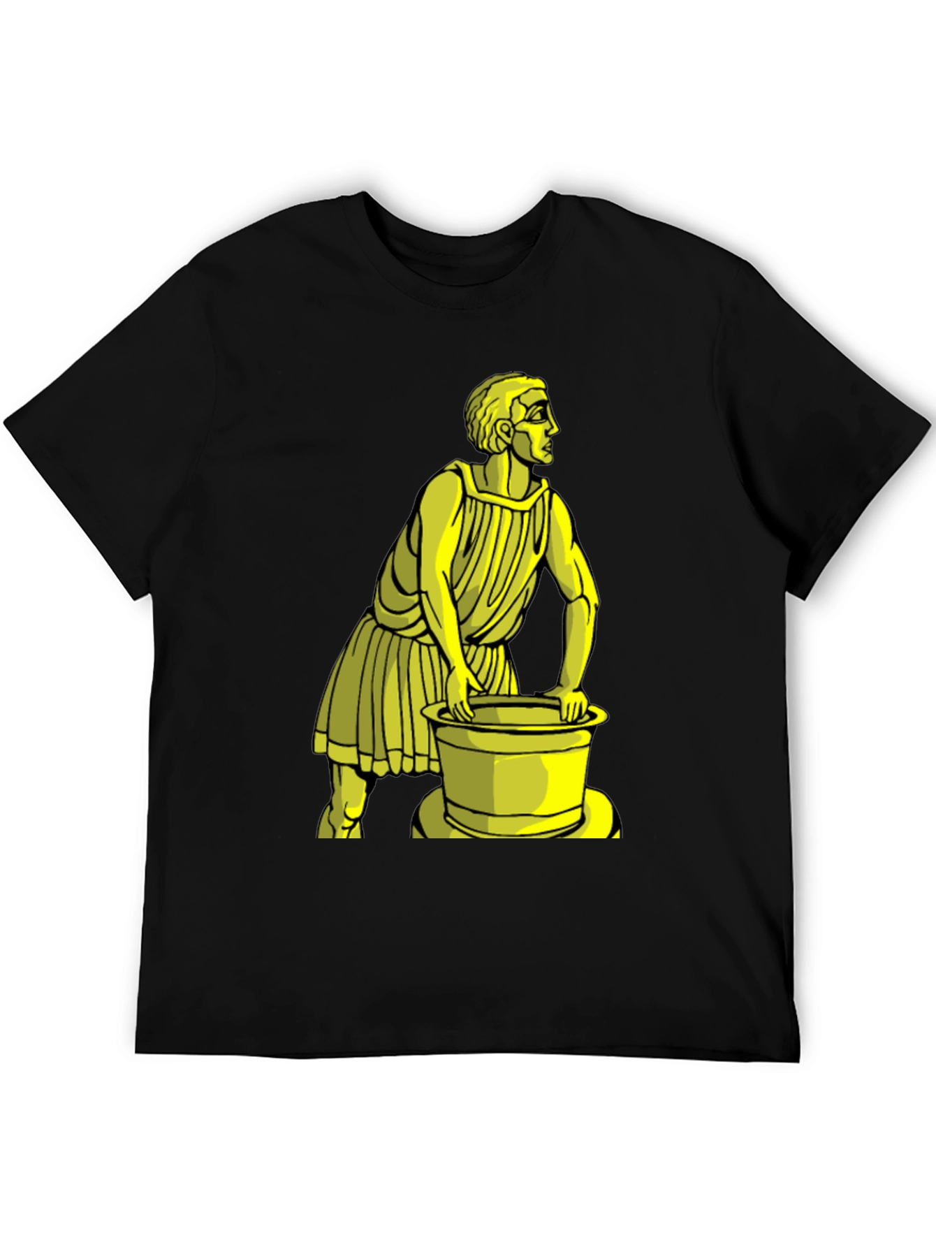 Black Black T-Shirt with Yellow Ancient Man Graphic view 5