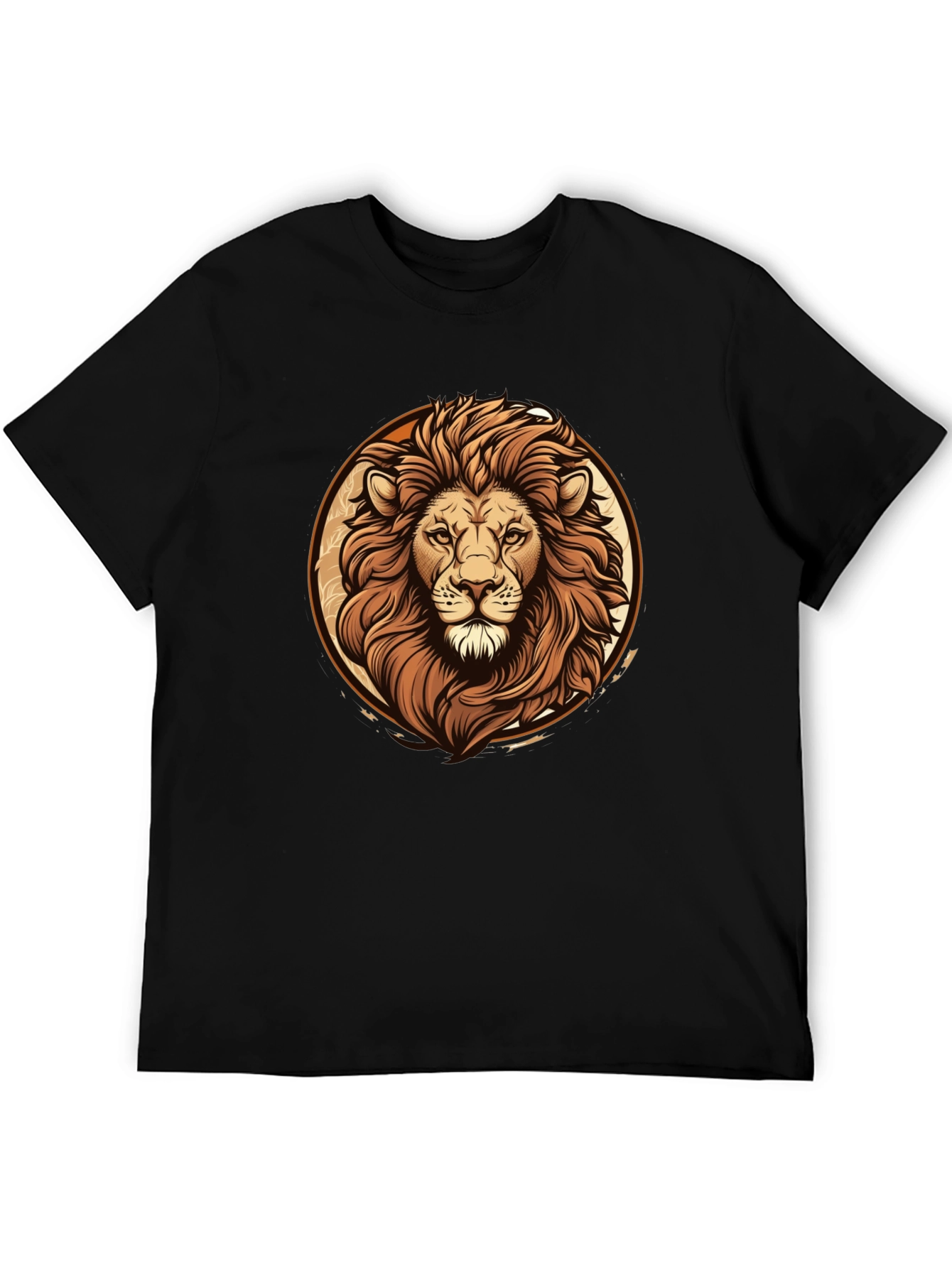 Black Lion Graphic Tee - Bold Animal Print Black T-Shirt view 5