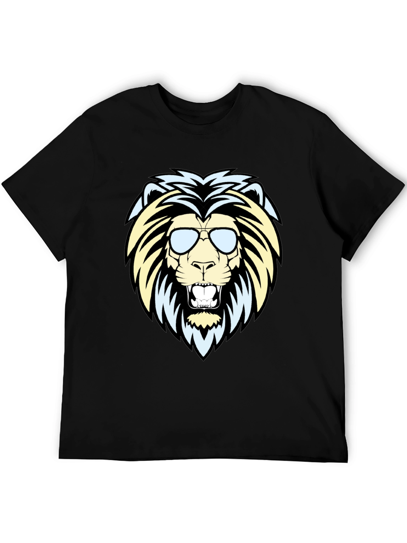 Black Cool Lion Graphic Tee - Men's Black T-Shirt view 5
