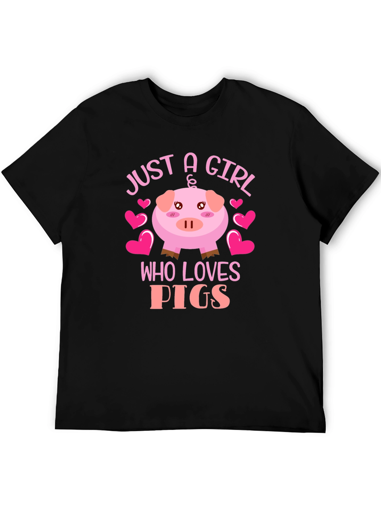 Black Just a Girl Who Loves Pigs Graphic Tee view 5