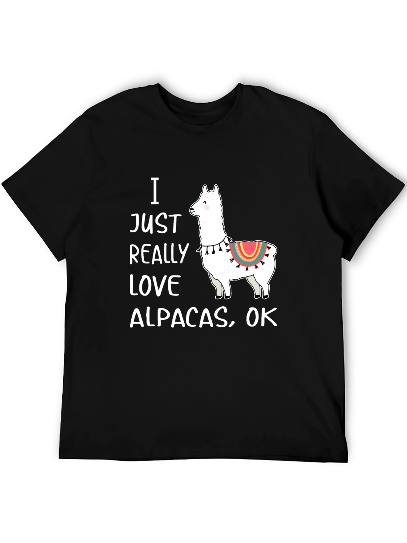 Black I Love Alpacas Graphic T-Shirt -  Funny Alpaca Tee view 5
