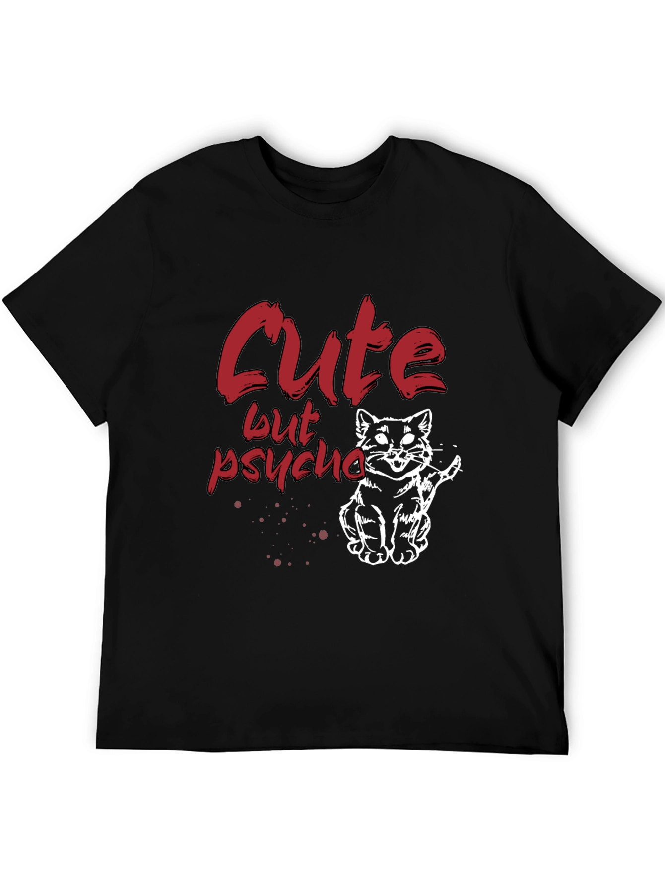 Black Cute But Psycho Cat Graphic T-Shirt - Black view 5