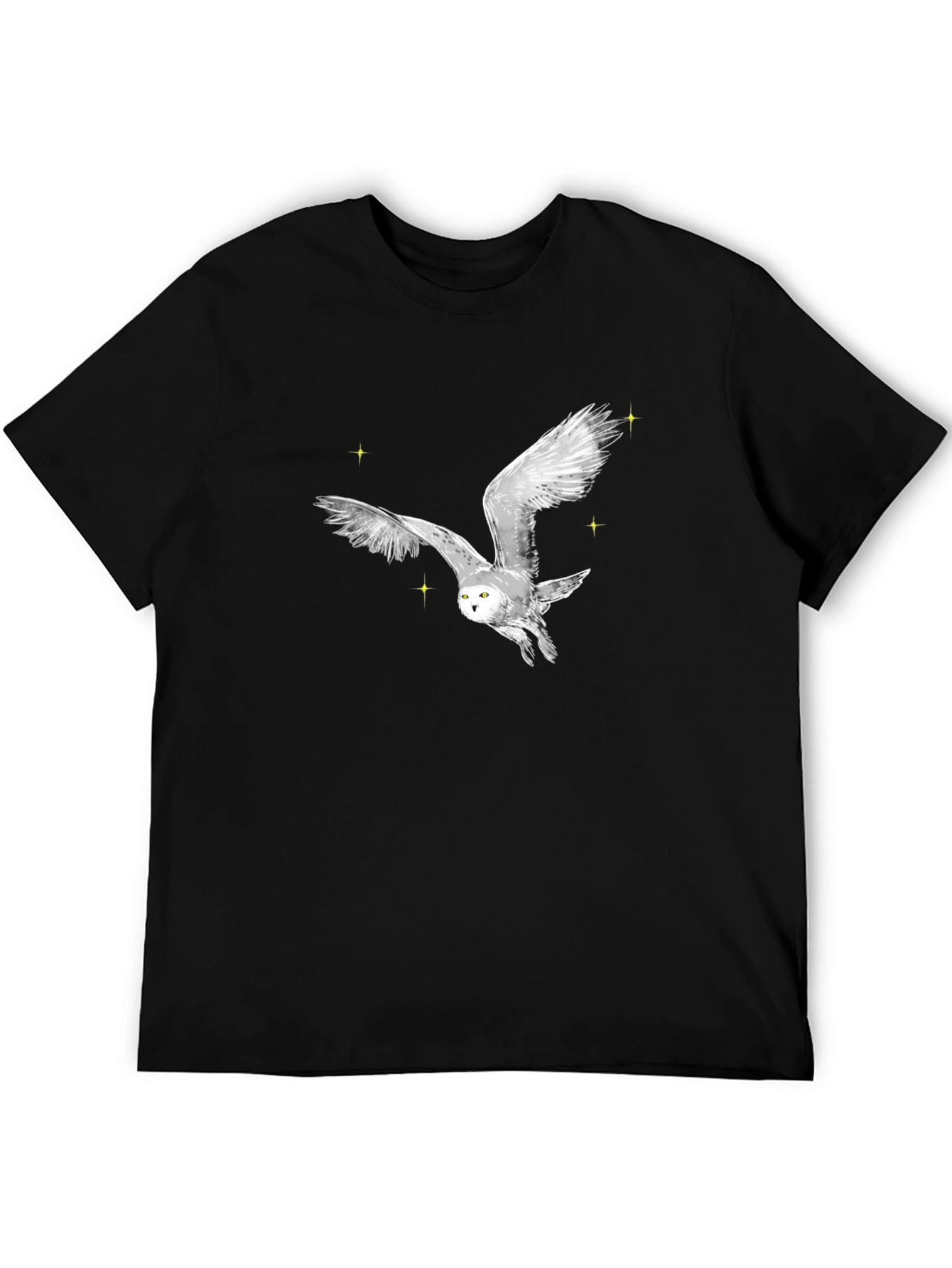 Black Owl Flight Graphic Tee - Black Cotton Blend view 5