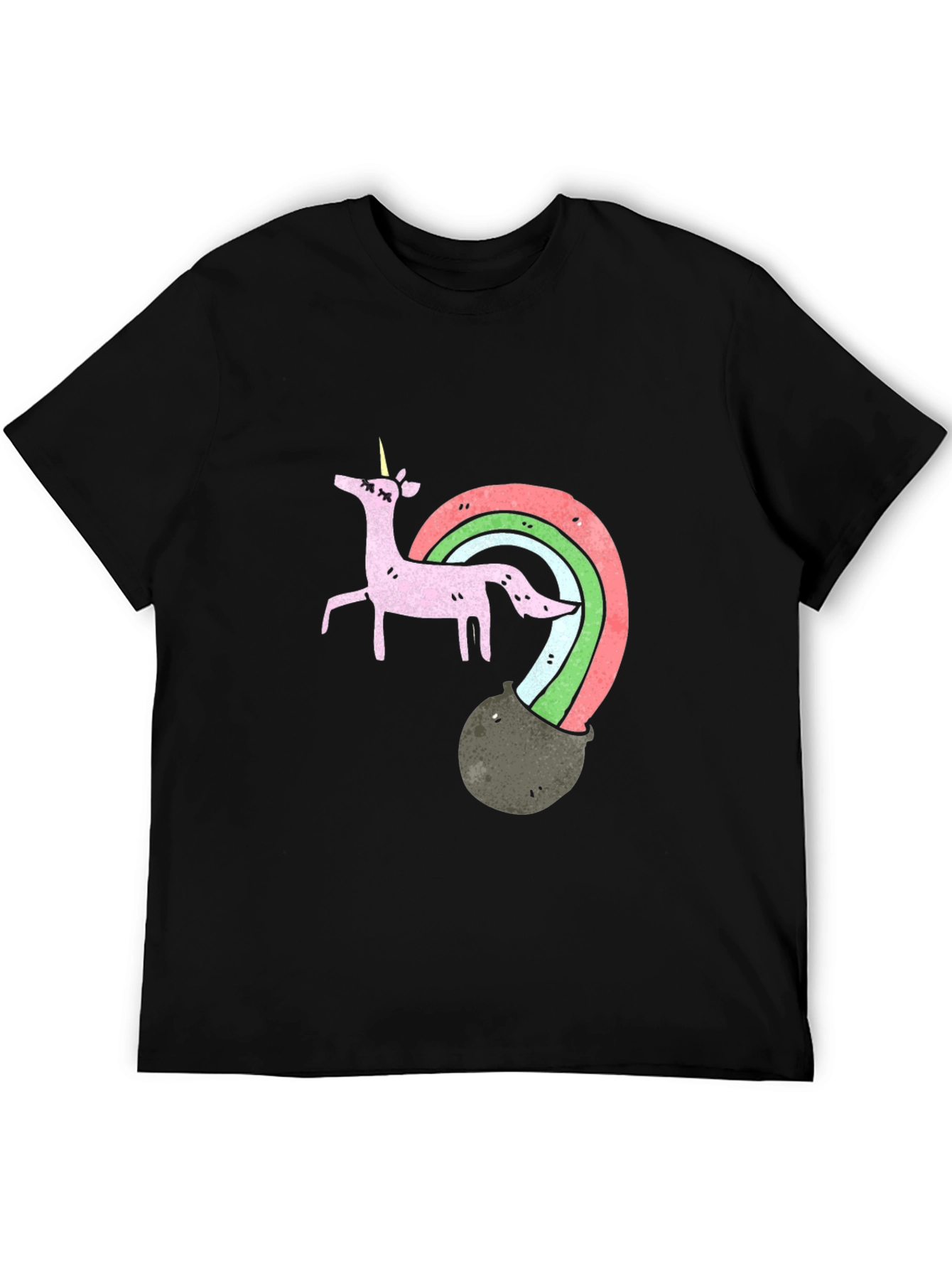 Black Unicorn Rainbow Pot T-Shirt view 5